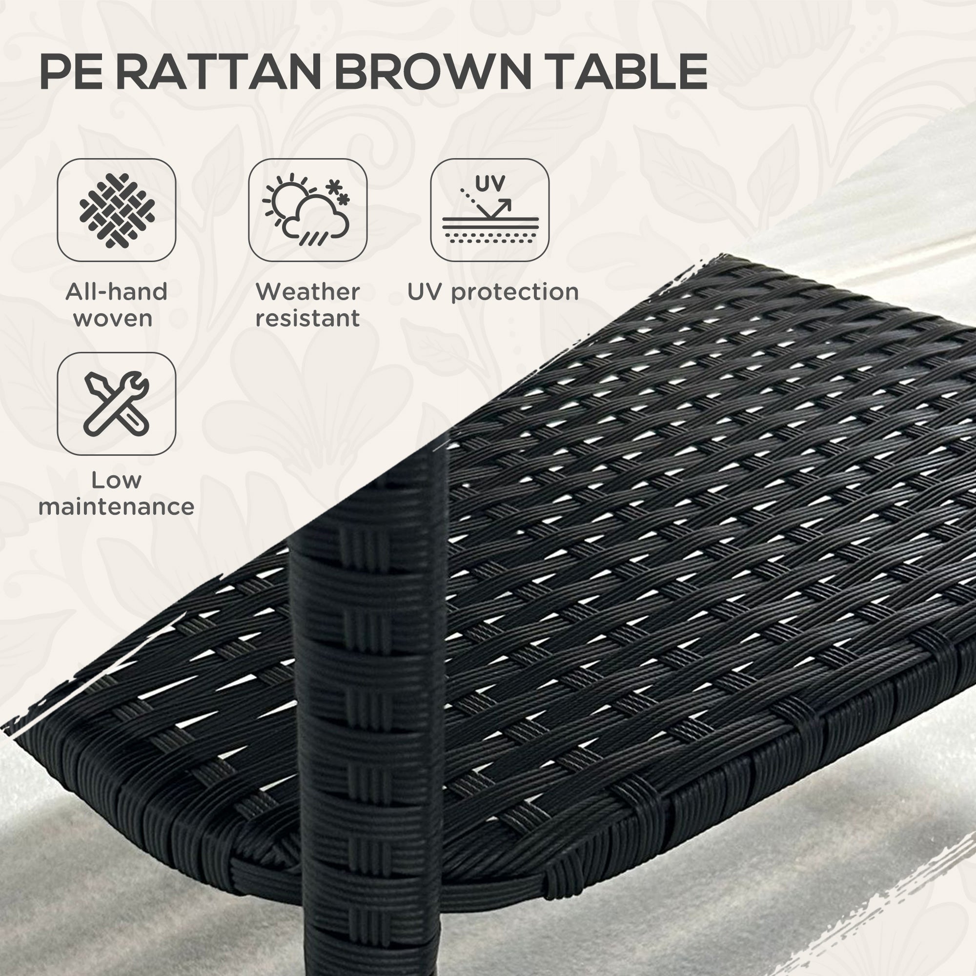 Outsunny Two-tier PE Rattan Square Coffee Table - Black - North Peak Garden Furniture
