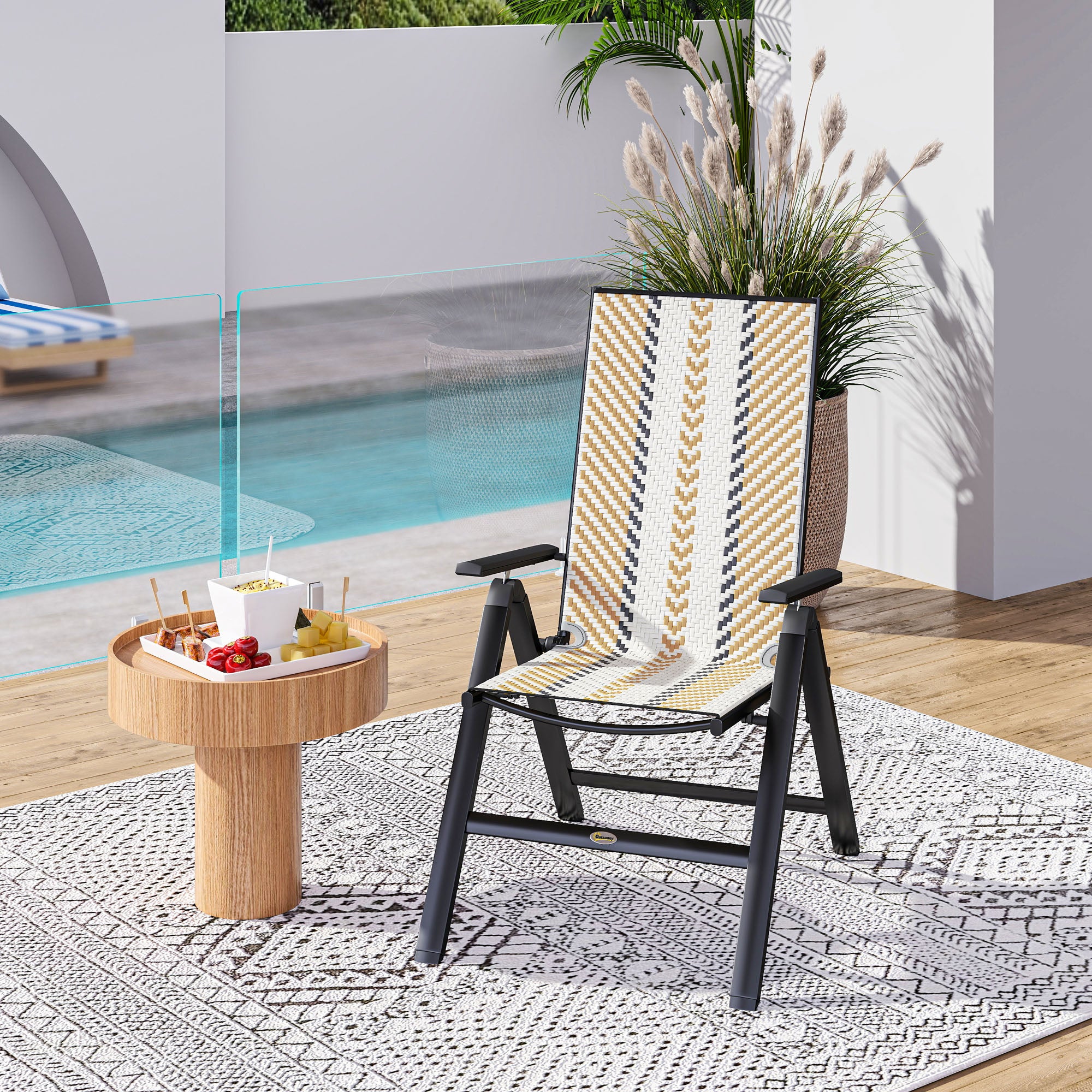 Outsunny Rattan Reclining Garden Chairs - Orange - North Peak Garden Furniture