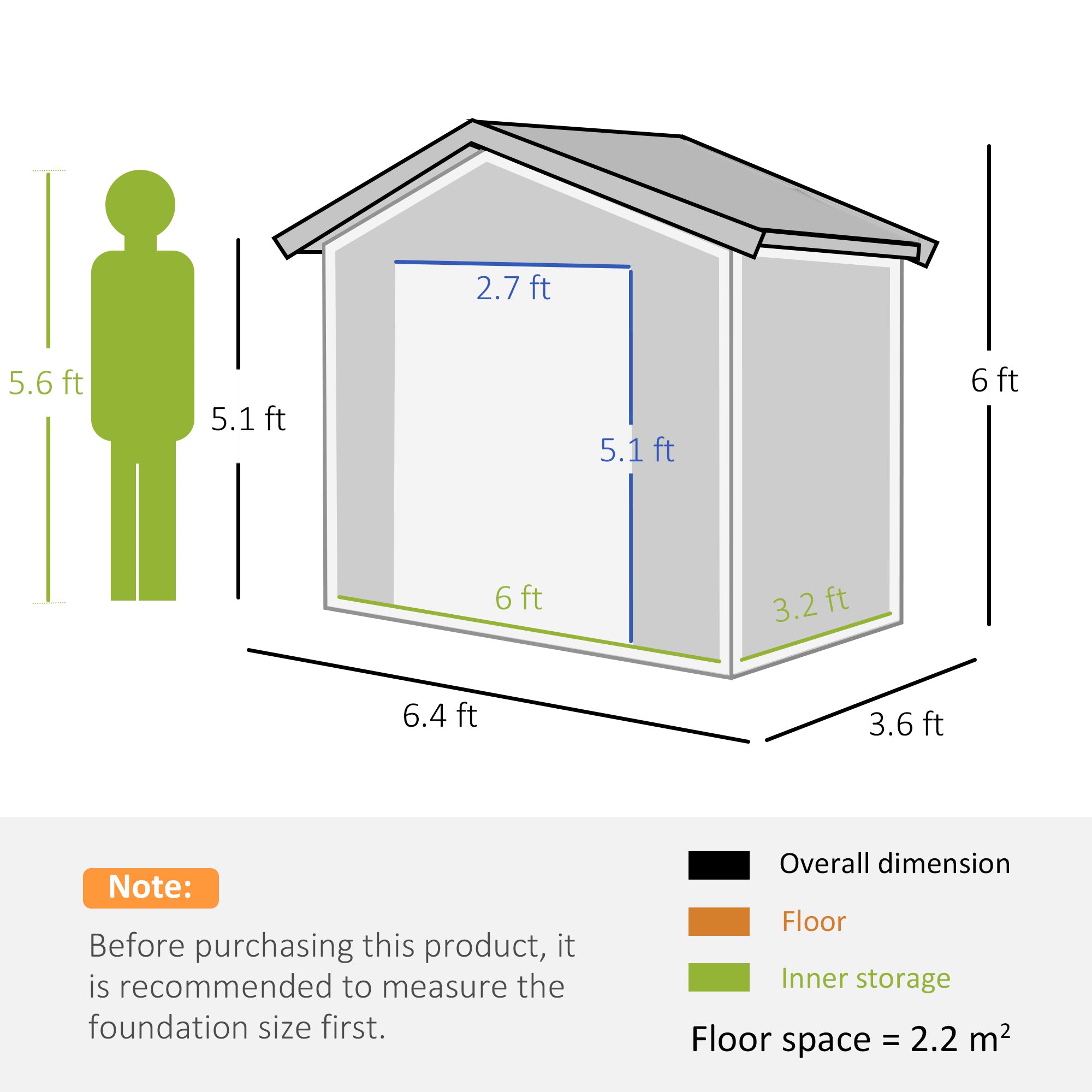 Outsunny 6.5ft x 3.5ft Metal Garden Storage Shed for Outdoor Tool Storage with Double Sliding Doors and 4 Vents, Grey