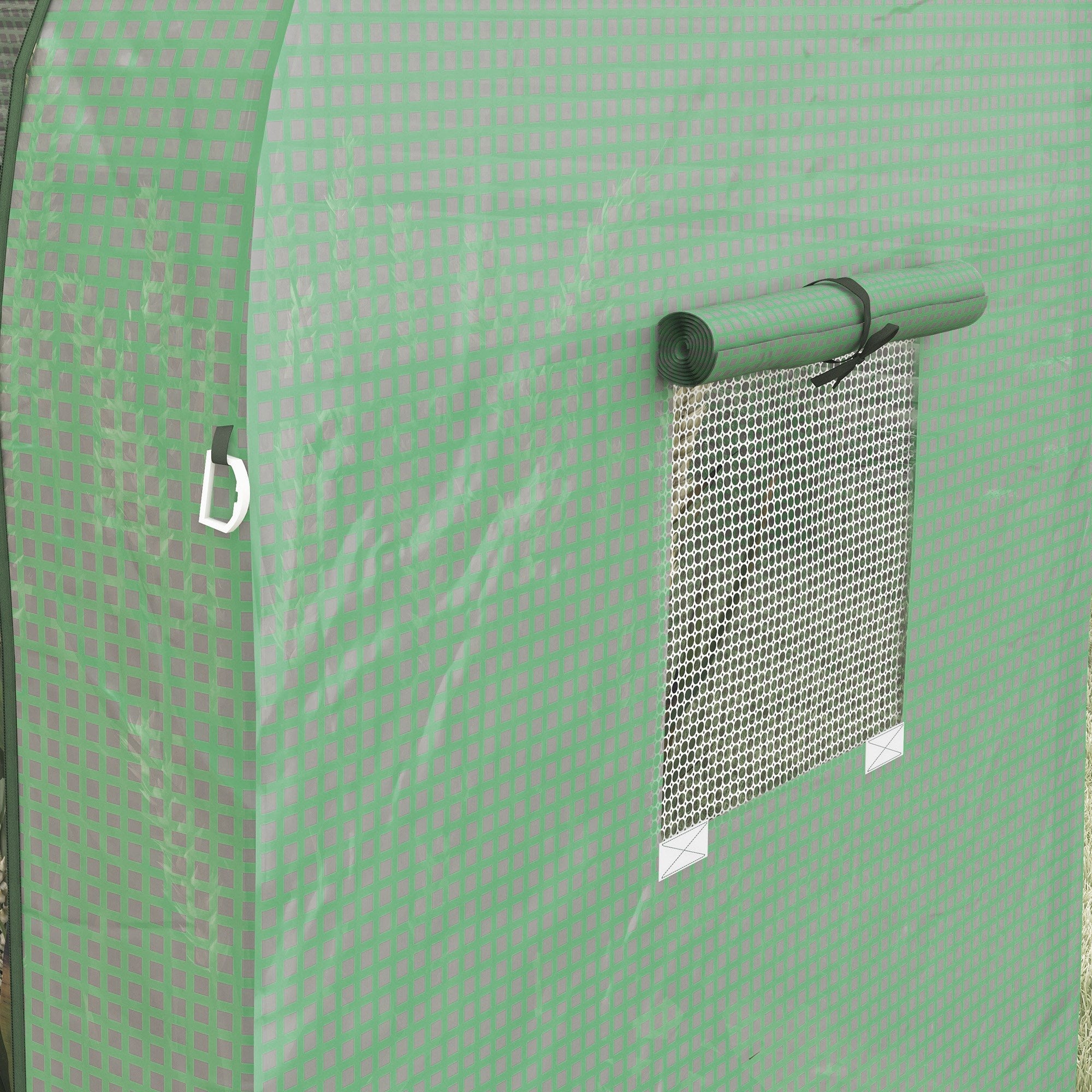 Outsunny Tomato Greenhouse, Garden Growhouse with 2 Roll-up Doors and 4 Mesh Windows, Portable Indoor Outdoor Green House, 185 x 94 x 150cm, Green - North Peak Garden Furniture
