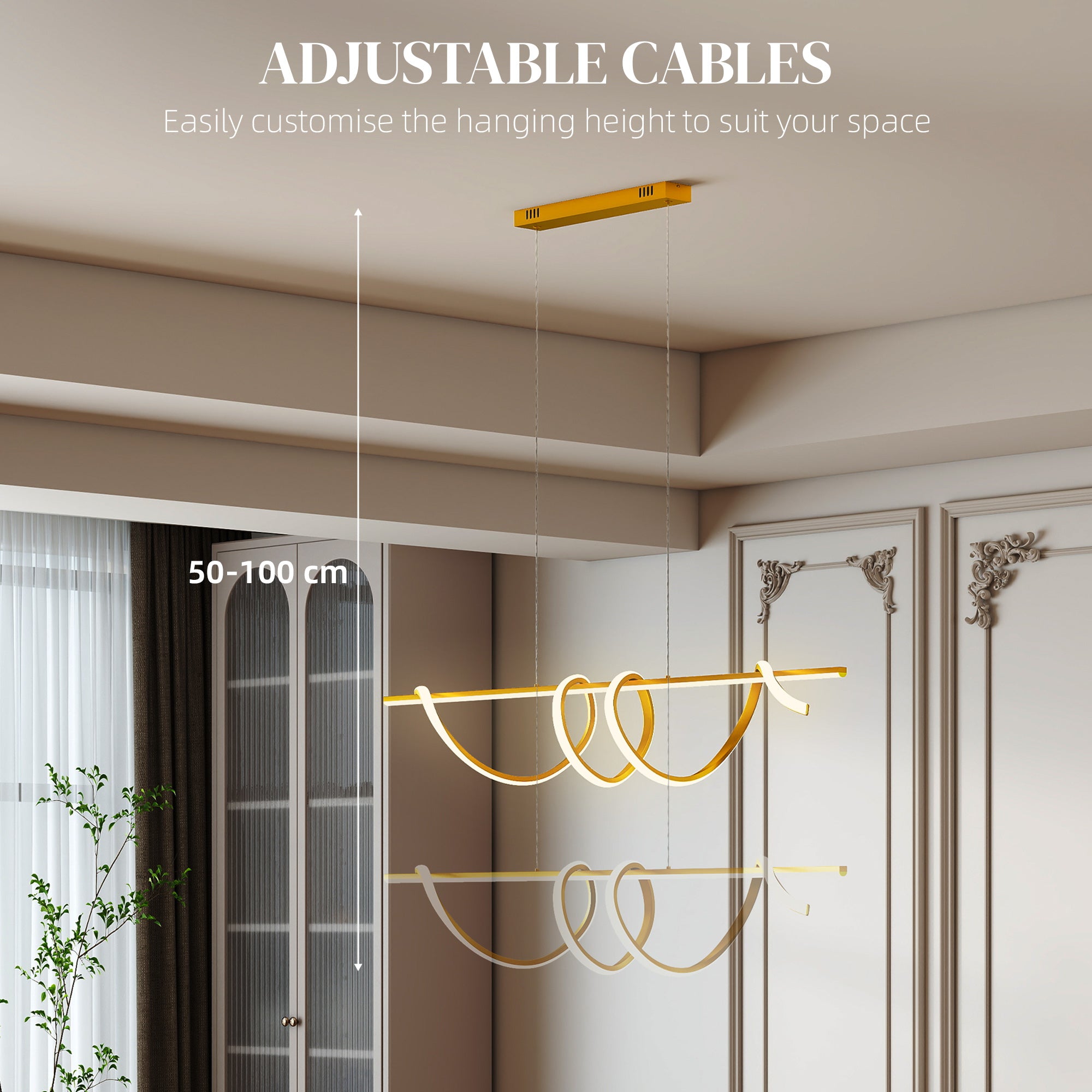 HOMCOM Pendant Light with 3 Colour Temperatures - Gold Tone