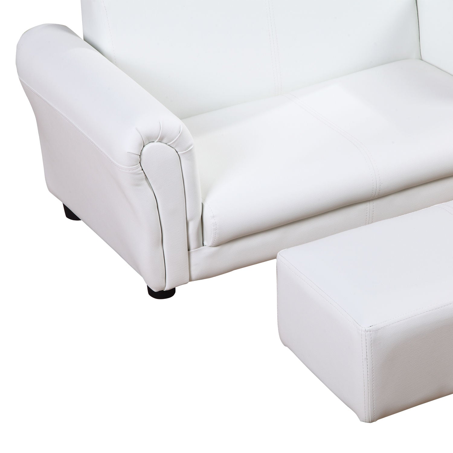 HOMCOM 2 Seater Toddler Chair Kids Twin Sofa Childrens Double Seat Chair Furniture Armchair Boys Girls Couch w/ Footstool (White) - North Peak Garden Furniture