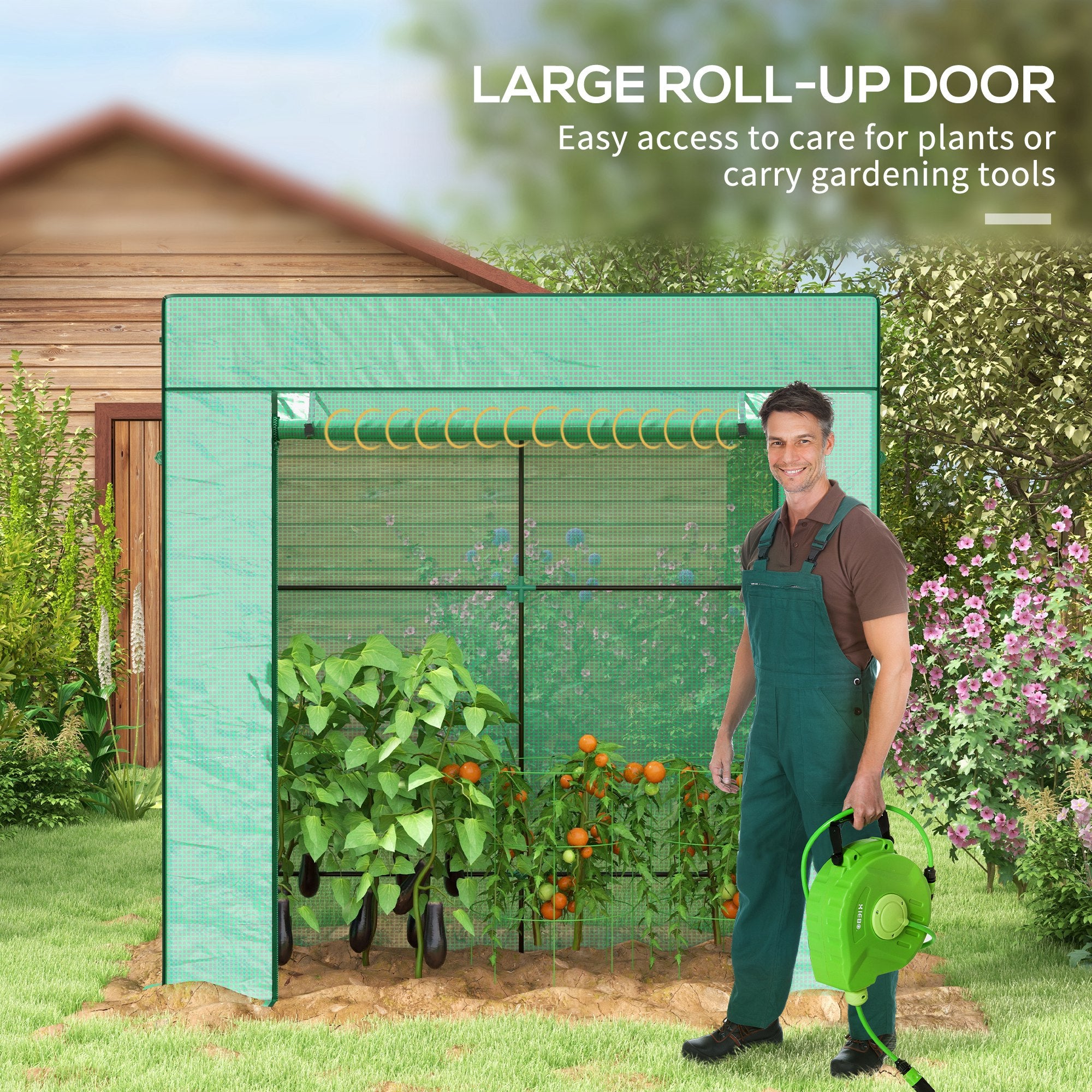 Outsunny 77 x 196cm Walk-In Greenhouse, with Accessories - North Peak Garden Furniture