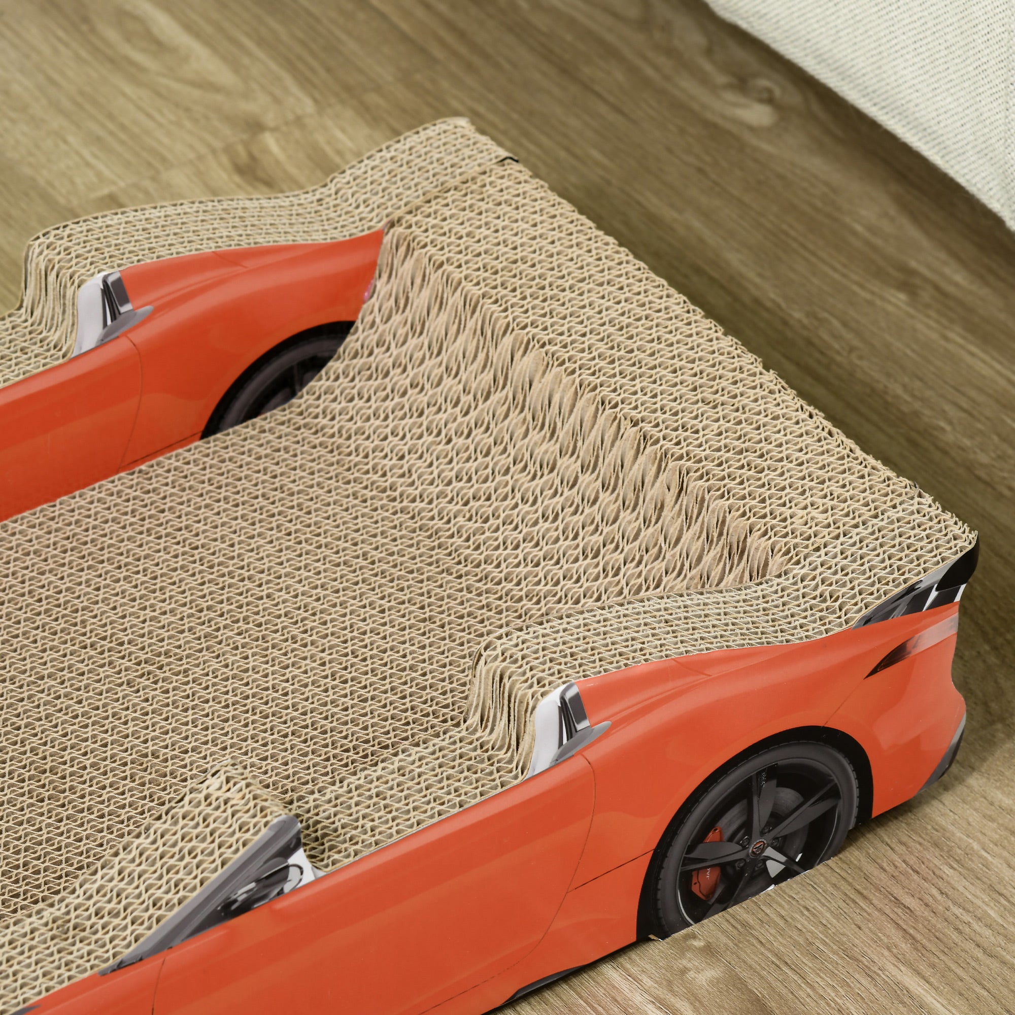 PawHut 2 in 1 Cat Scratching Board with Catnip, Car-shaped - North Peak Garden Furniture