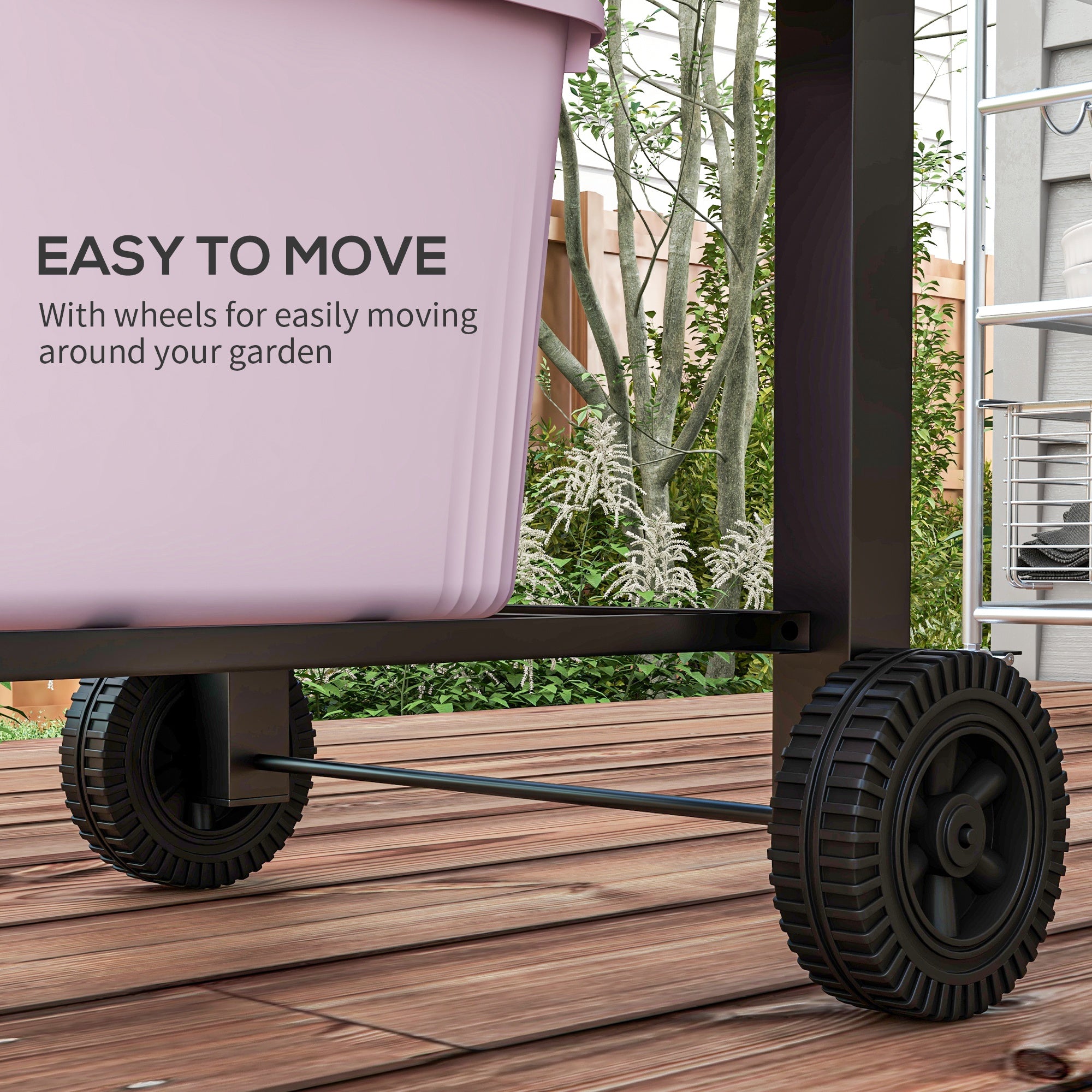 Outsunny Charcoal Barbecue Grill Trolley Garden Smoker with Shelves, Adjustable Height, Thermometer on Lid, Opener and Wheels - North Peak Garden Furniture