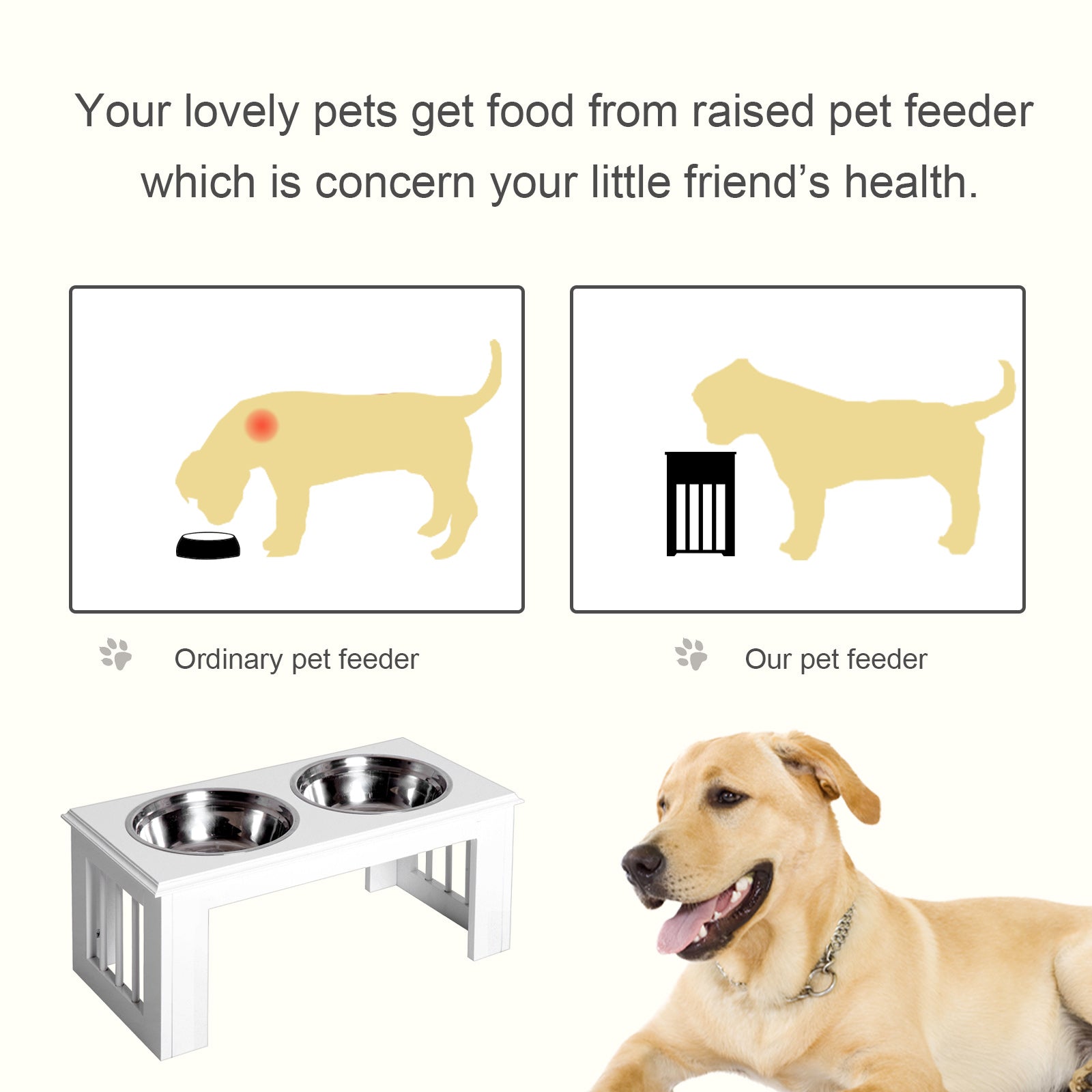 PawHut Raised Dog Feeding Bowls with Stand, Stainless Steel for Small and Medium Dog, 58L x 31W x 25H cm - Grey - North Peak Garden Furniture