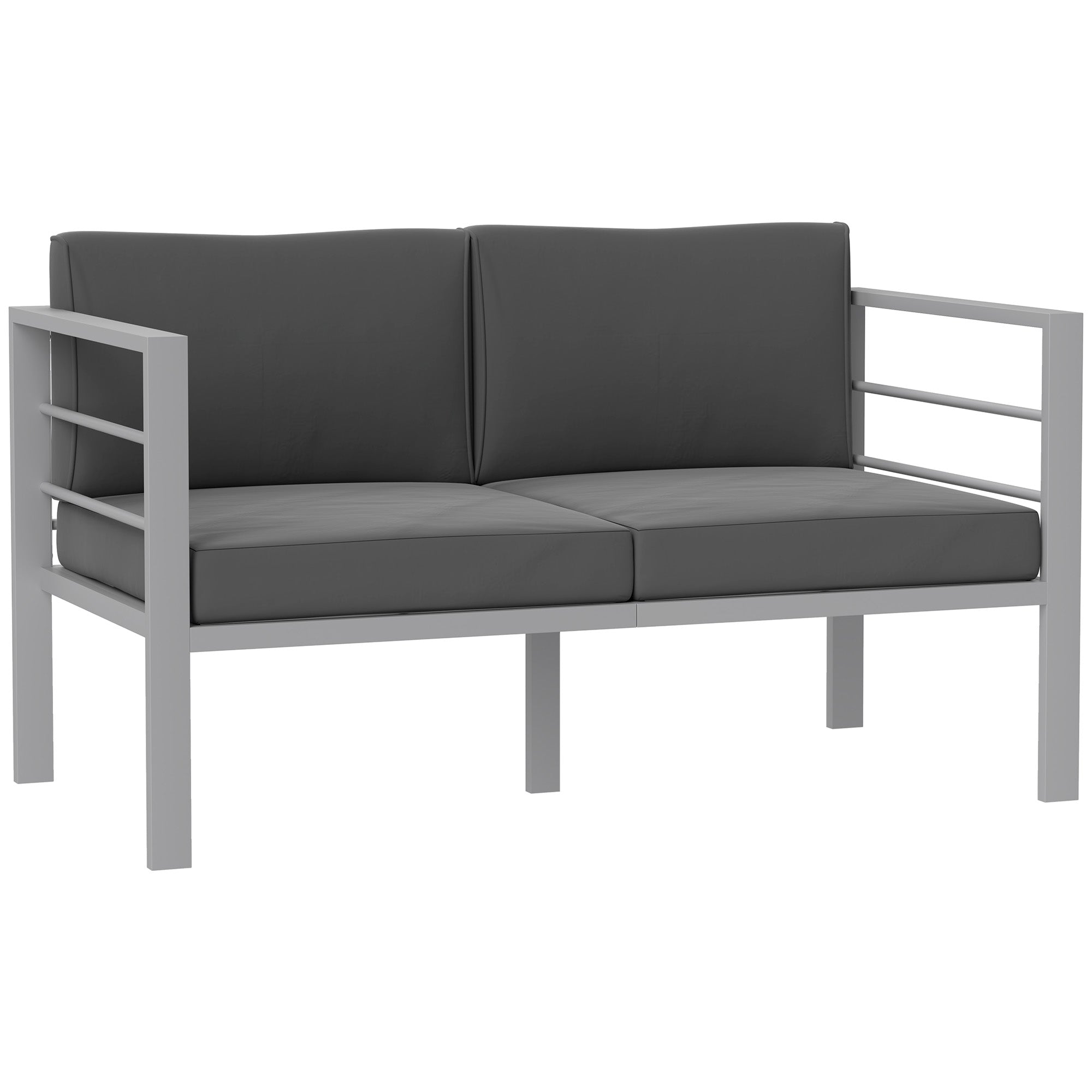 Outsunny Two-Seater Aluminium Garden Sofa - Grey - North Peak Garden Furniture