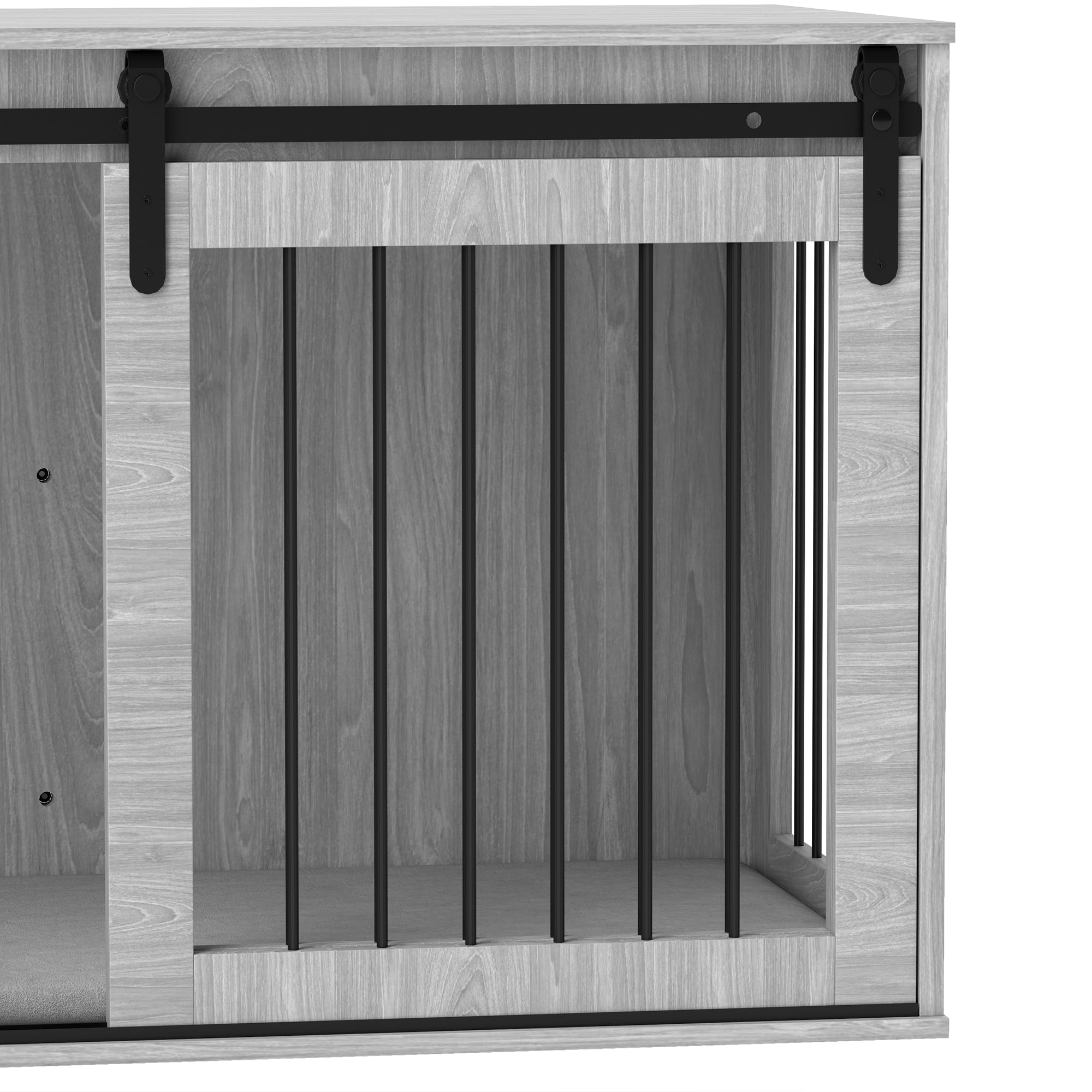 PawHut 118cm Dog Crate Furniture with Removable Cushion for Extra Large Dogs - Grey - North Peak Garden Furniture