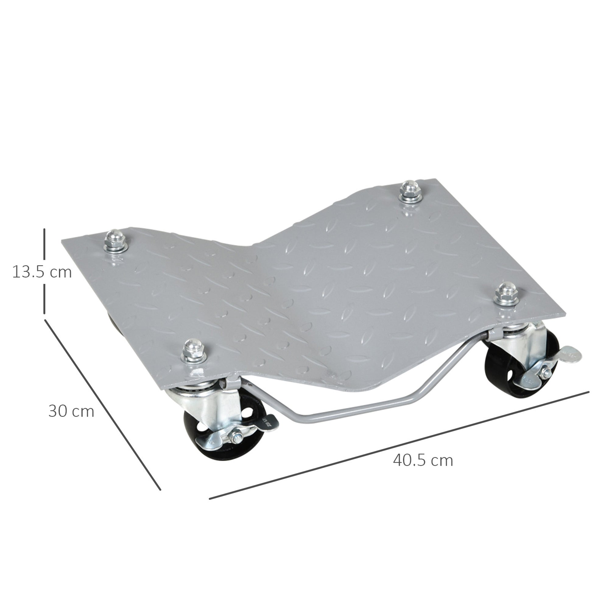 DURHAND 2 PCS Car Wheel Dollies with Swivel Casters, 680kg Capacity Car Dolly Skates Wheel Dolly Set with Non-Slip Metal Plates, Grey - North Peak Garden Furniture
