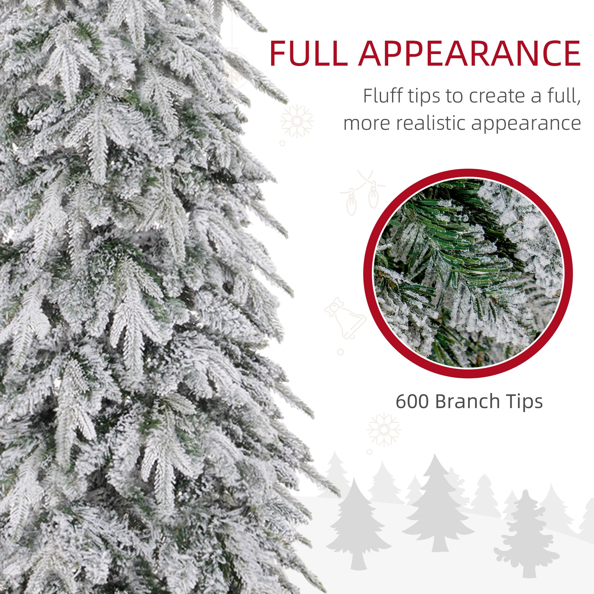 HOMCOM 6ft Snow-Covered Unlit Artificial Christmas Tree - North Peak Garden Furniture