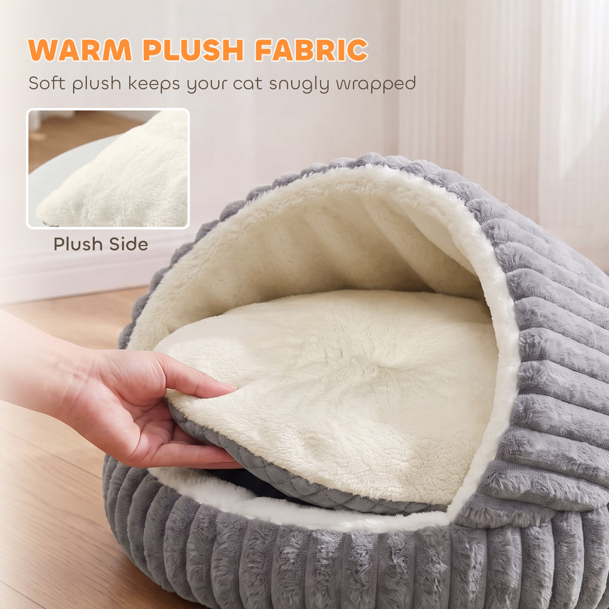 PawHut Cat Bed for Indoor Kittens, Cat Cave House with Non-Slip Bottom and Washable Cushion