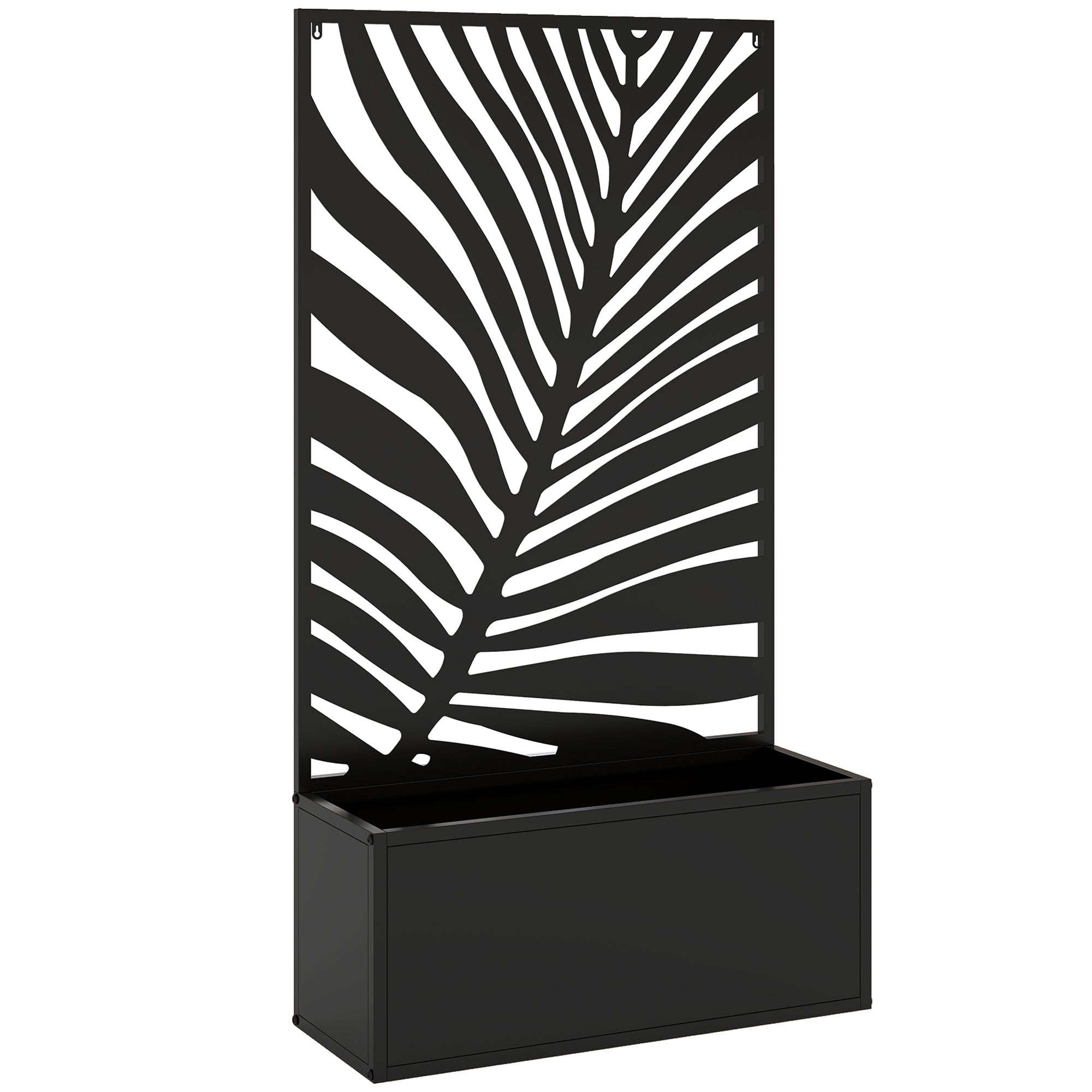 Outsunny Metal Garden Bed for Garden with Trellis, Wall Mounted or Freestanding Raised Planter with Privacy Screen