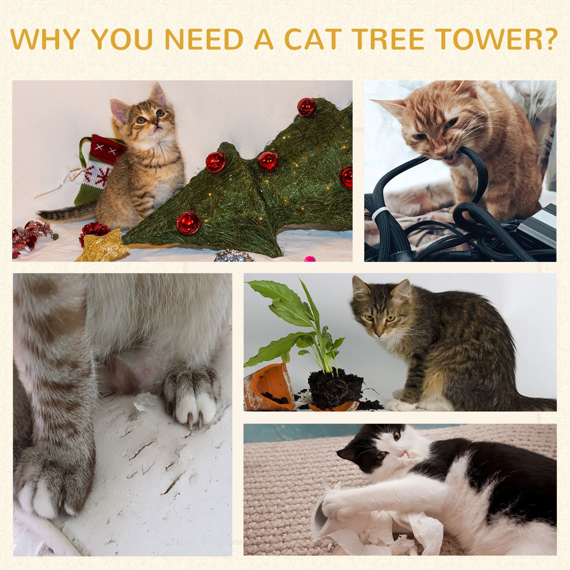 PawHut Cat Scratching Barrel Kitten Tree Tower for Indoor Cats Pet Furniture Climbing Frame Covered with Sisal and Seaweed Rope Cozy Platform Soft Plush - North Peak Garden Furniture