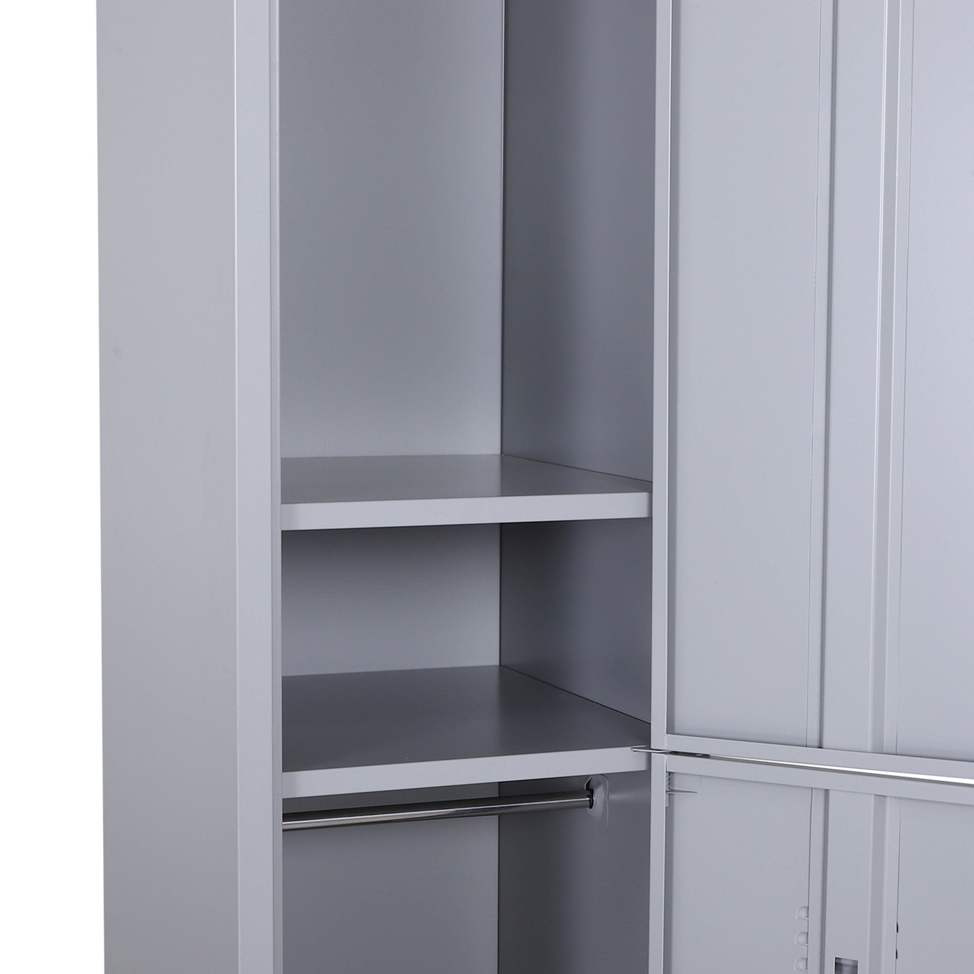 Vinsetto Steel Locker Cabinet: Office Storage with Shelves, Durable Cold-Rolled Steel, Grey, 38x46x180cm