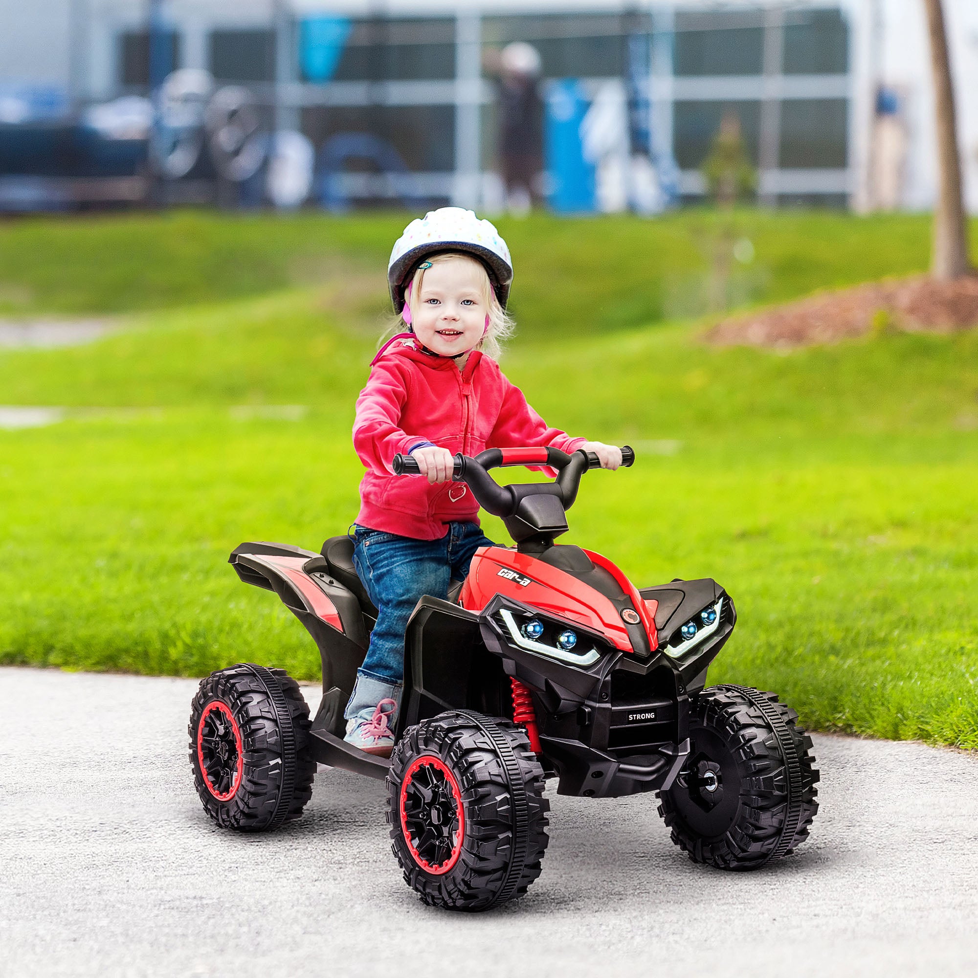 HOMCOM 12V Ride-On Quad Bike w/ Music, Horn, for Ages 3-5 Years - Red