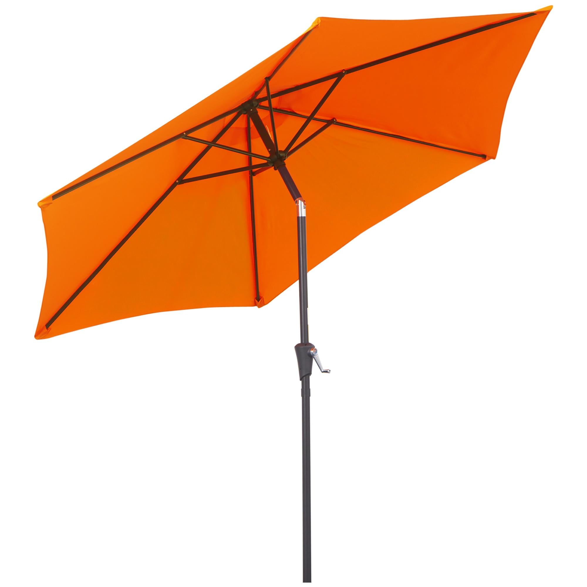 Outsunny 2.7M Garden Parasol Umbrella with Tilt and Crank, Outdoor Sun Parasol Sunshade Shelter with Aluminium Frame, Orange - North Peak Garden Furniture