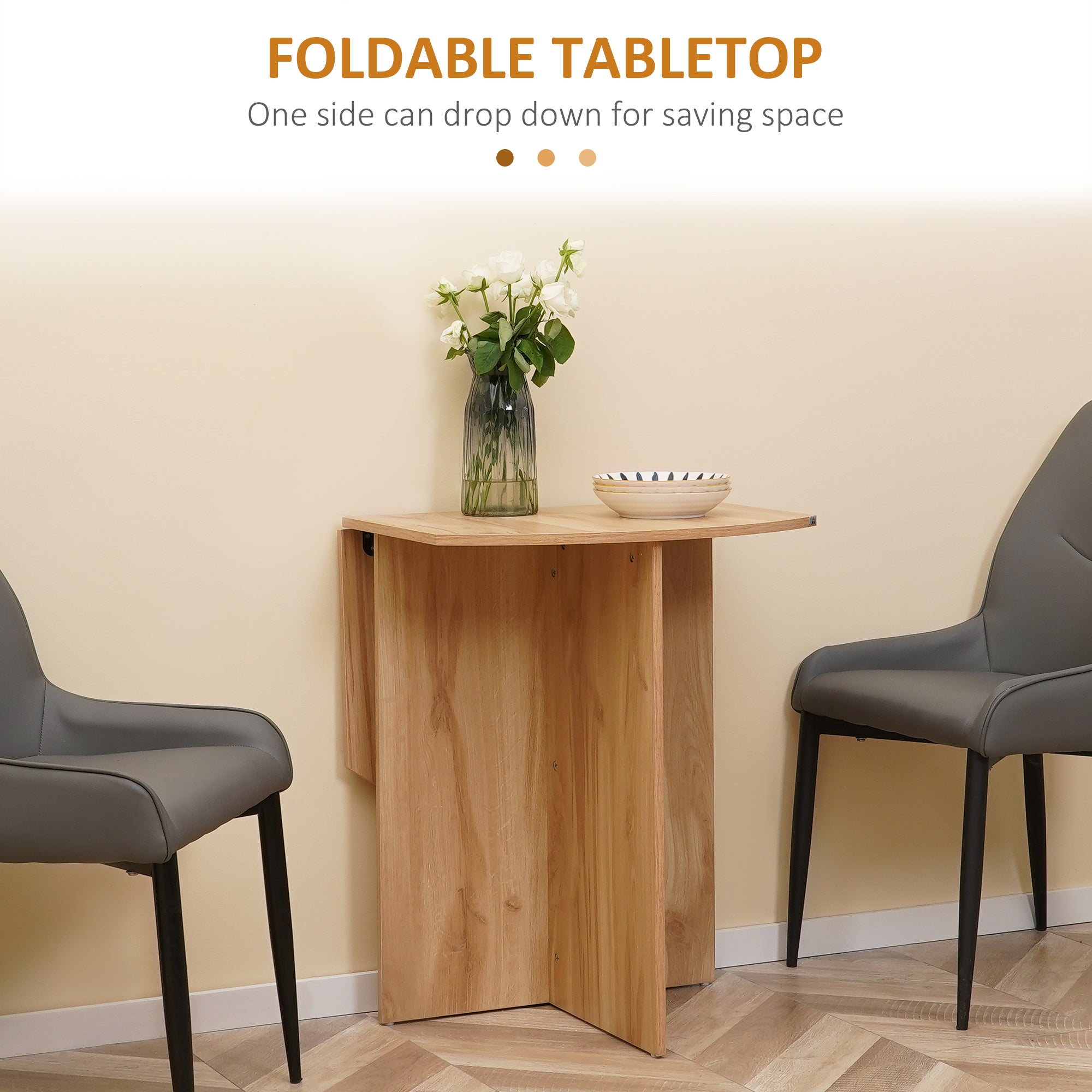 HOMCOM Four-Person Drop Leaf Dining Table - Wood-Effect - North Peak Garden Furniture