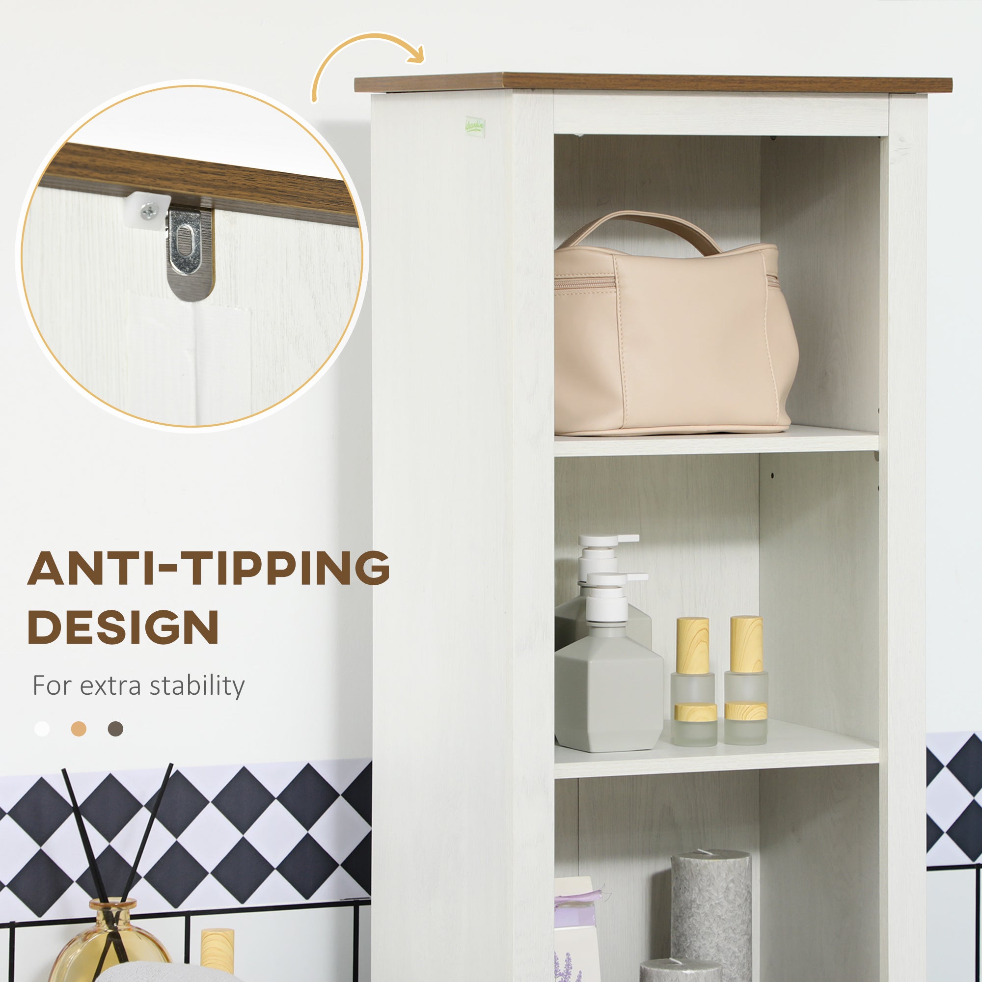 kleankin Bathroom Cabinet, Tall Storage Cabinet with Door and Adjustable Shelves, 39.5 x 30 x 160 cm, White - North Peak Garden Furniture