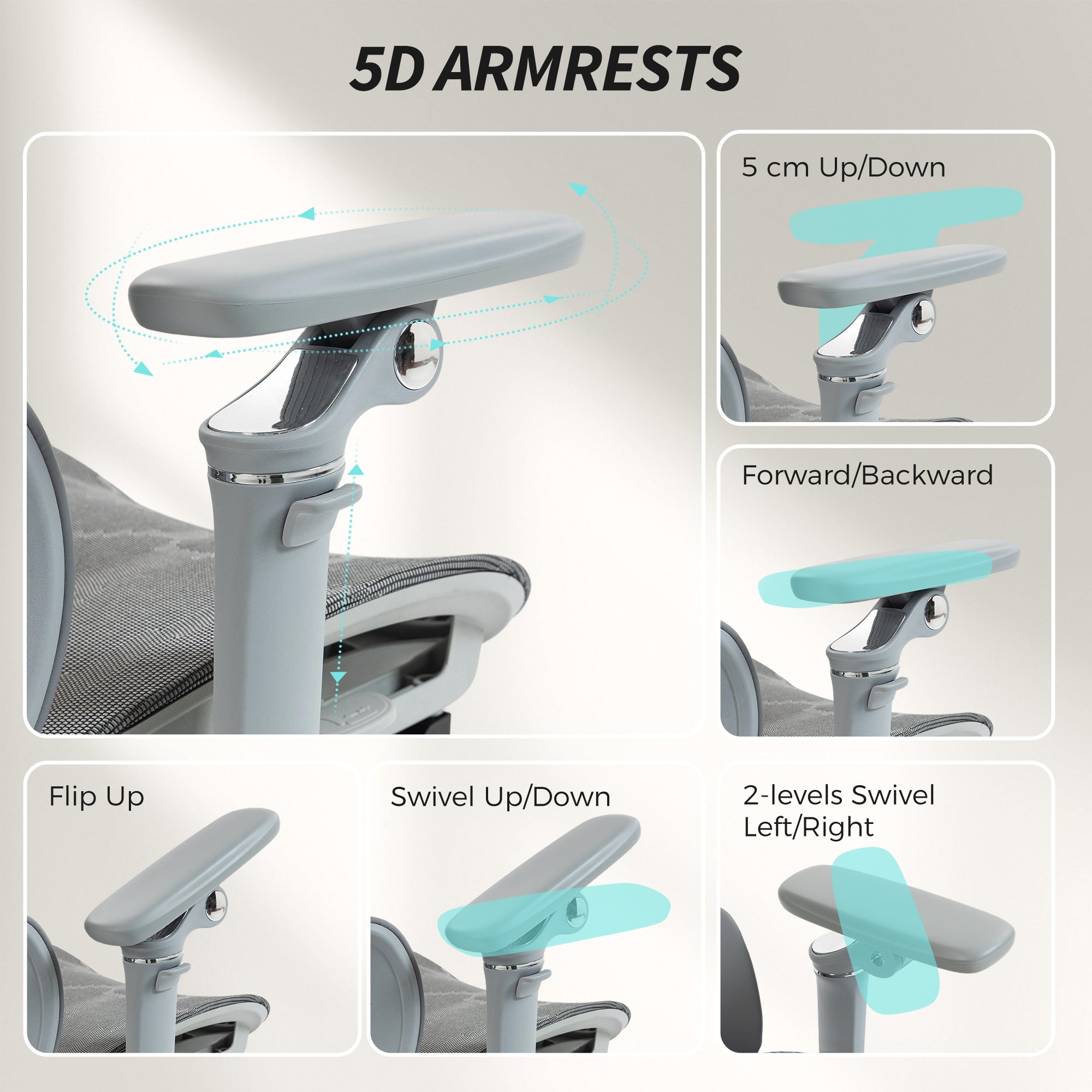 HOMCOM Ergonomic Office Chair, High Back Mesh Desk Chair, Grey