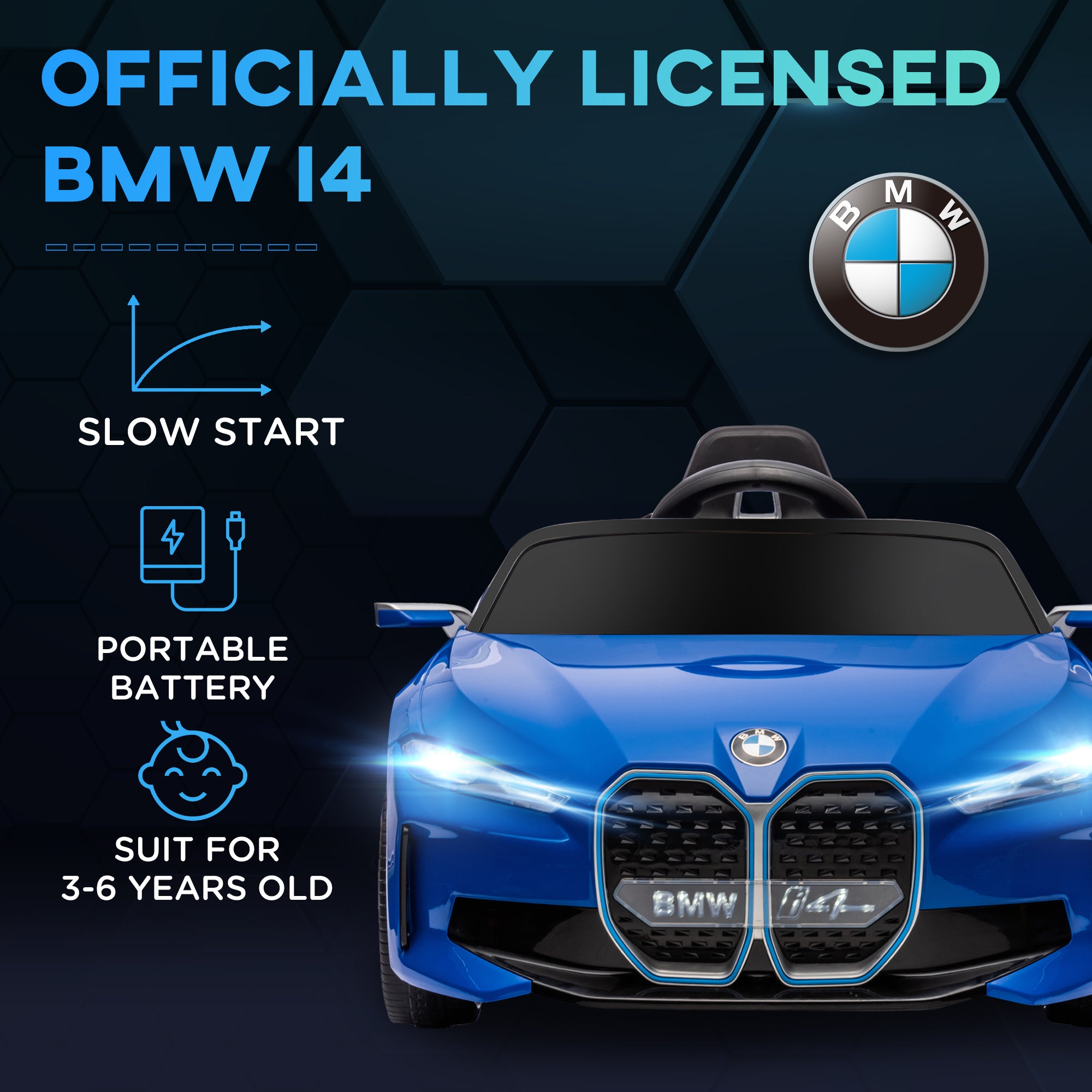 HOMCOM BMW i4 Licensed 12V Kids Electric Ride-On Car - North Peak Garden Furniture