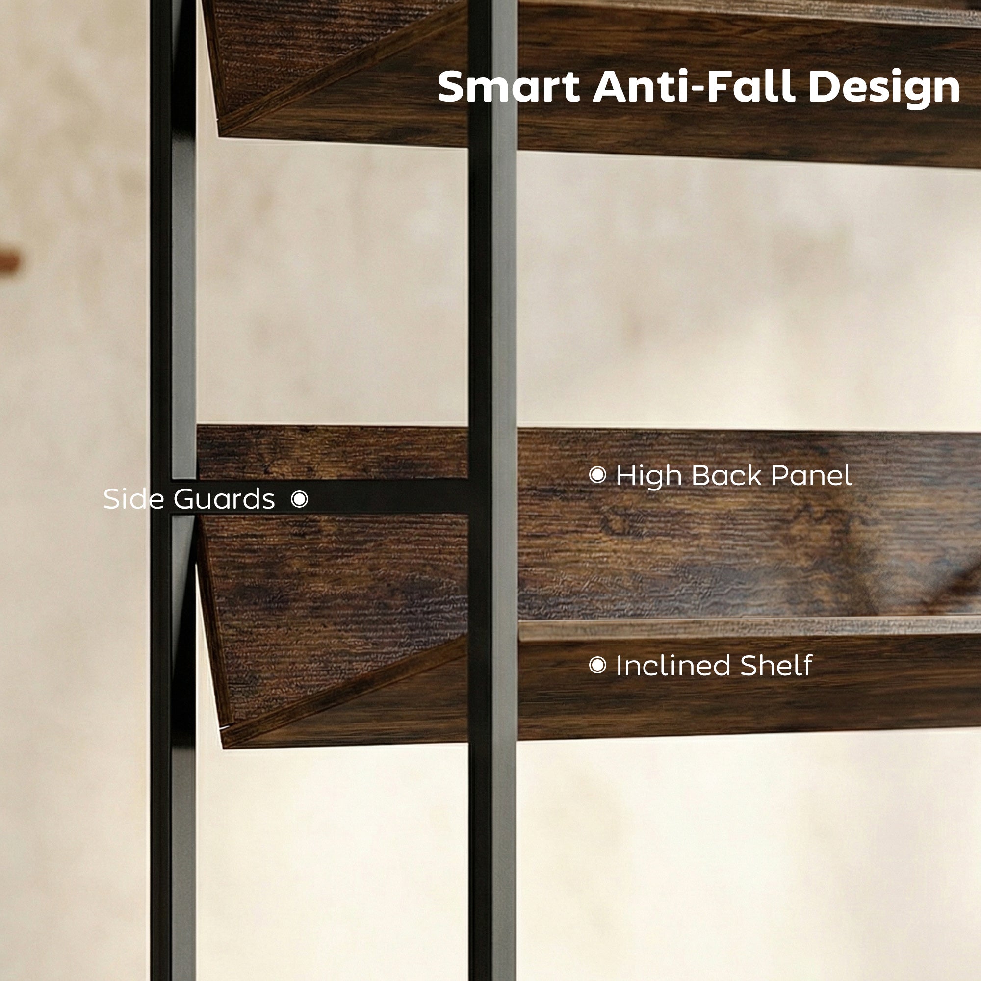 HOMCOM Bookshelf 5-Tier Metal Frame Room Divider Bookcase Storage Shelves for Living Room Rustic Brown