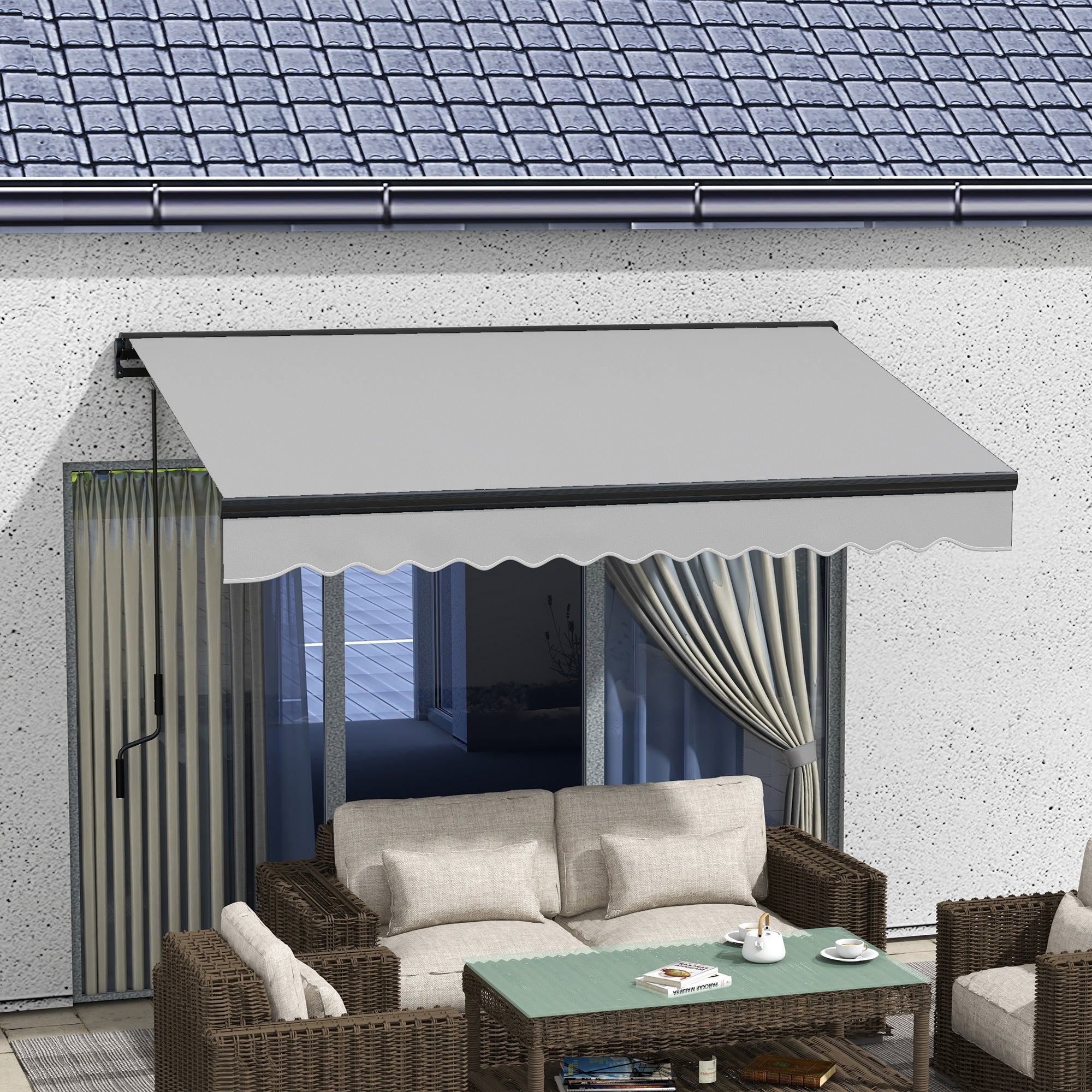 Outsunny 3 x 2m Aluminium Frame Electric Awning, with Remote - Grey/White