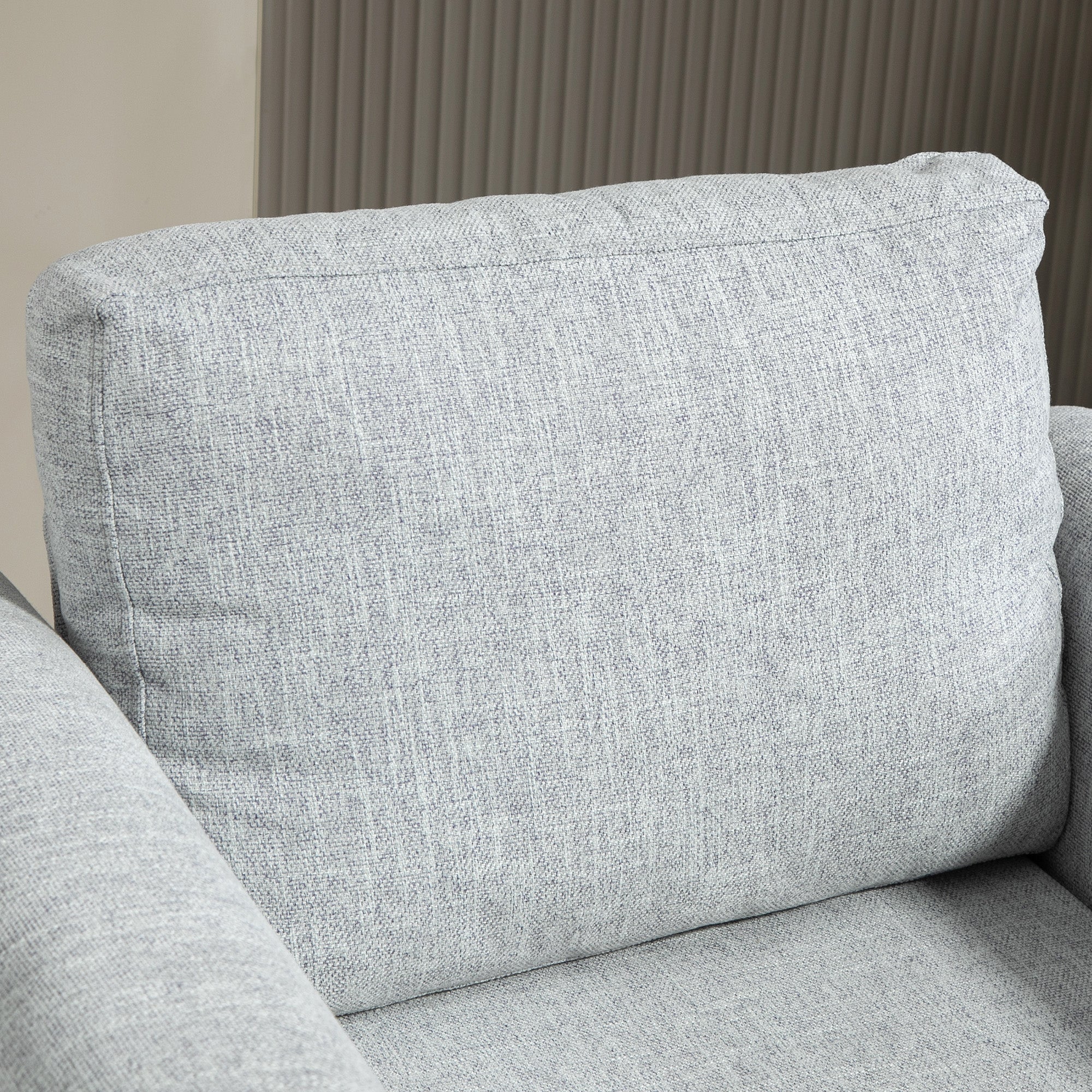 HOMCOM Vintage Accent Chair, Upholstered Occasional Chair with Back Pillow, Rolled Arms, Rubber Wood Legs, Light Grey - North Peak Garden Furniture