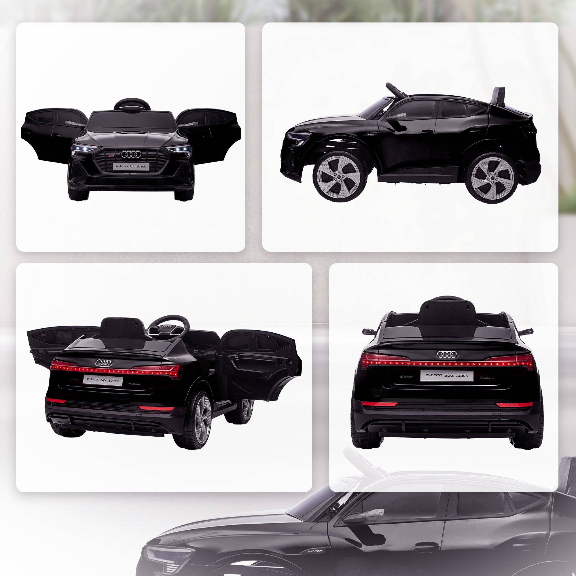 HOMCOM Audi E-tron Licensed 12V Kids Electric Ride On Car with Parental Remote Music Lights MP3 Suspension Wheels for 3-5 Years Black