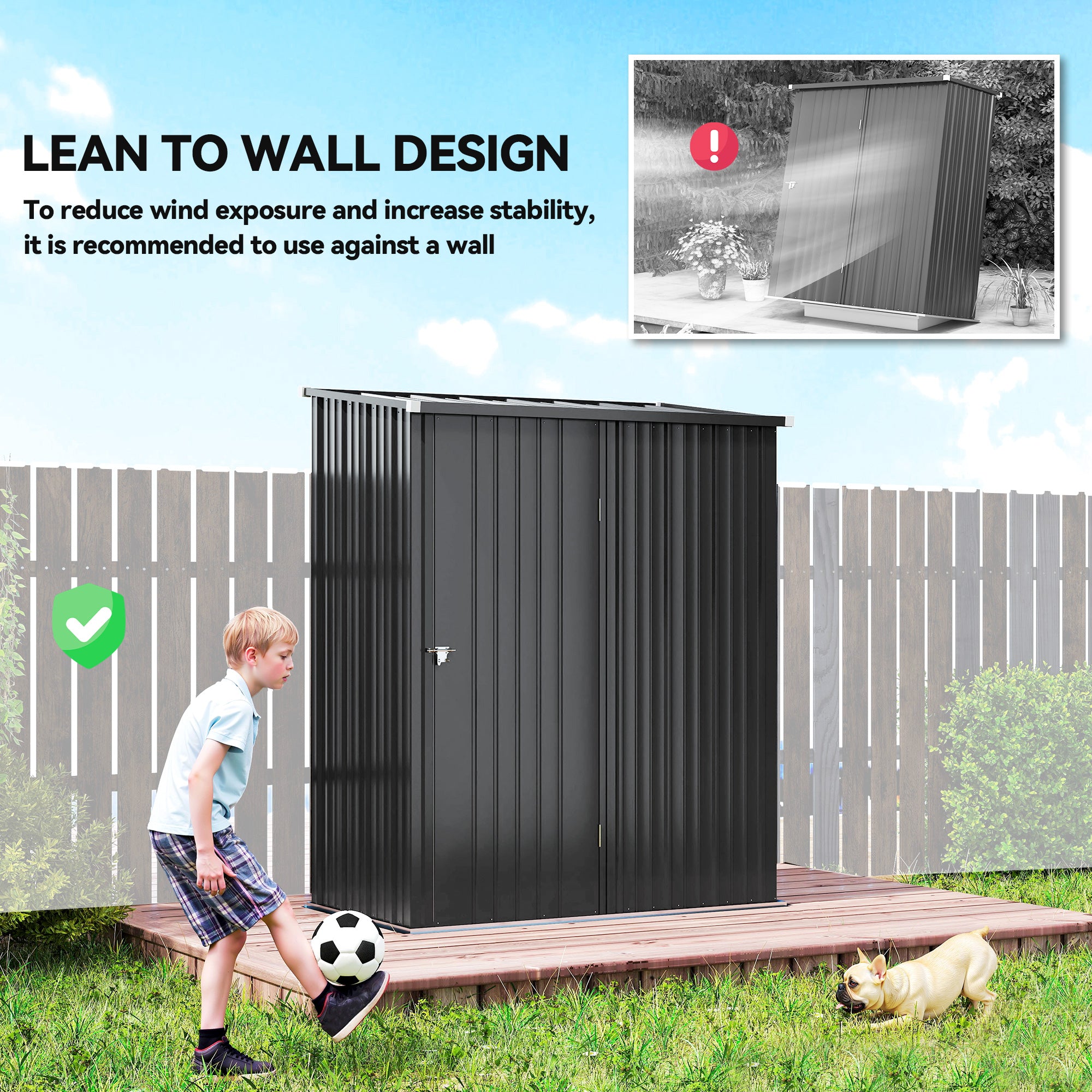 Outsunny Outdoor Storage Shed, Garden Metal Storage Shed w/ Single Door for Garden, Patio, 5.3ft x 3.1ft, Black