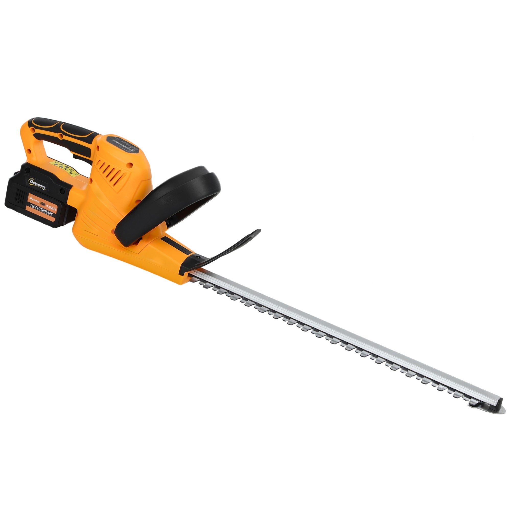 Outsunny Cordless Hedge Trimmer, Electric Hedge Cutter with 51cm Blade, Brushless Motor and 2 x 4.0Ah Batteries for Branches, Shrubs, Twigs, Orange