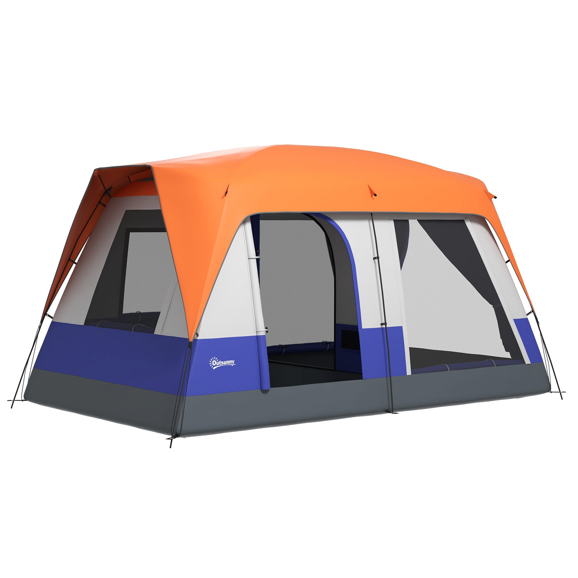 Outsunny Six-Man Camping Tent, with Small Rainfly and Accessories - Orange