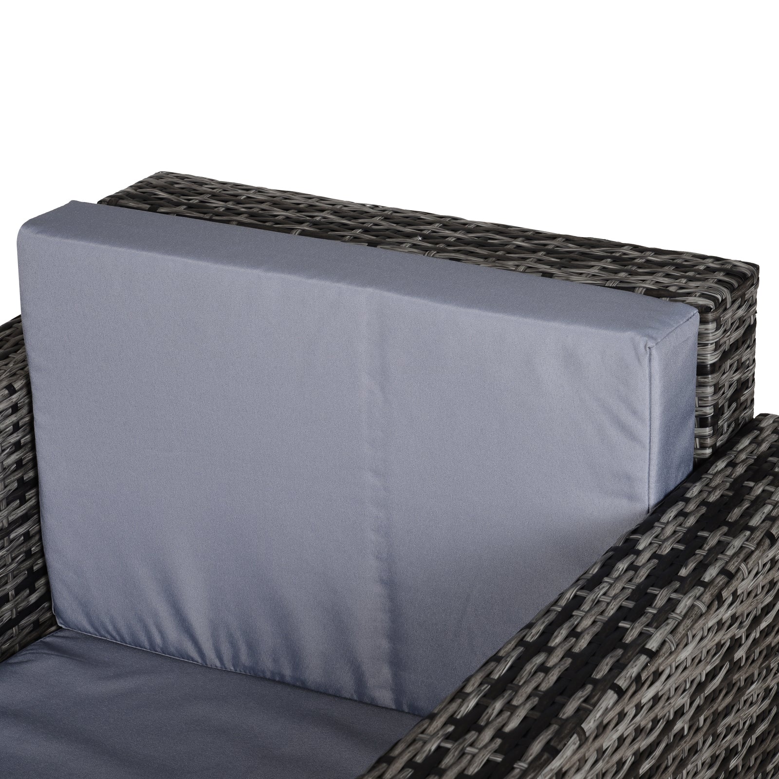 Outsunny Single Seater Rattan Chair Sofa with 10 cm Thick Padded Cushion, All-Weather PE Wicker Weave Garden Armchair with Armrests, Grey - North Peak Garden Furniture