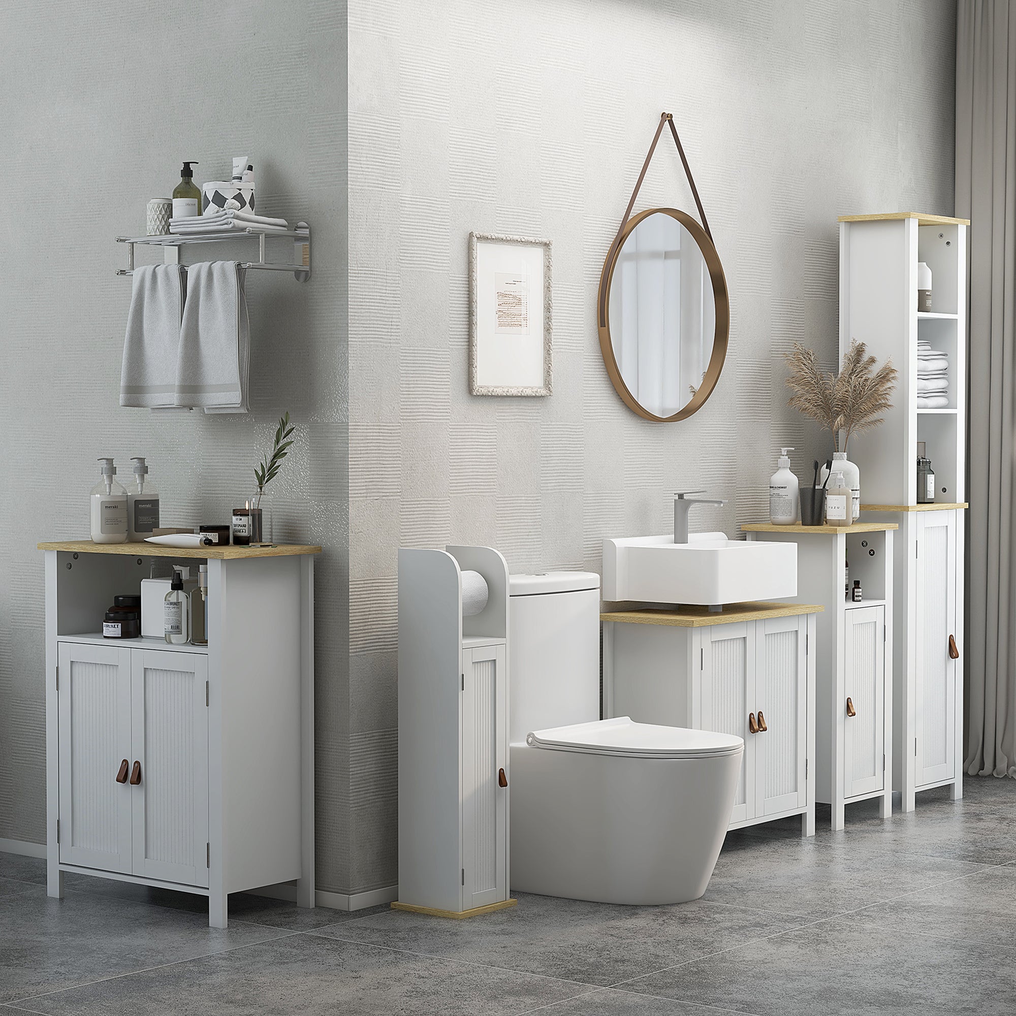 kleankin Slim Bathroom Storage Cabinet - White - North Peak Garden Furniture