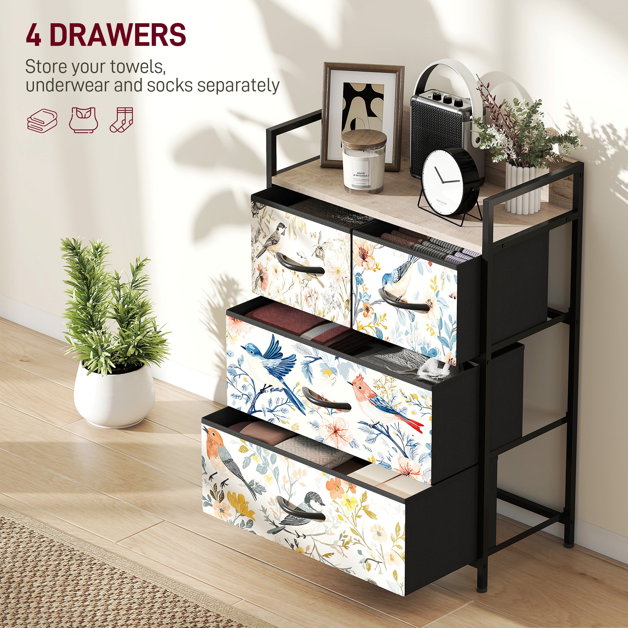 HOMCOM 4-Drawer Chest of Drawers - White