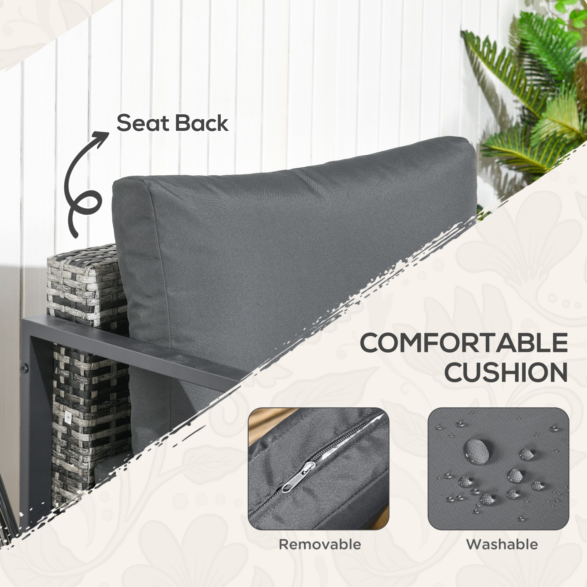 Outsunny Six-Piece Rattan Garden Sofa Set - Dark Grey - North Peak Garden Furniture