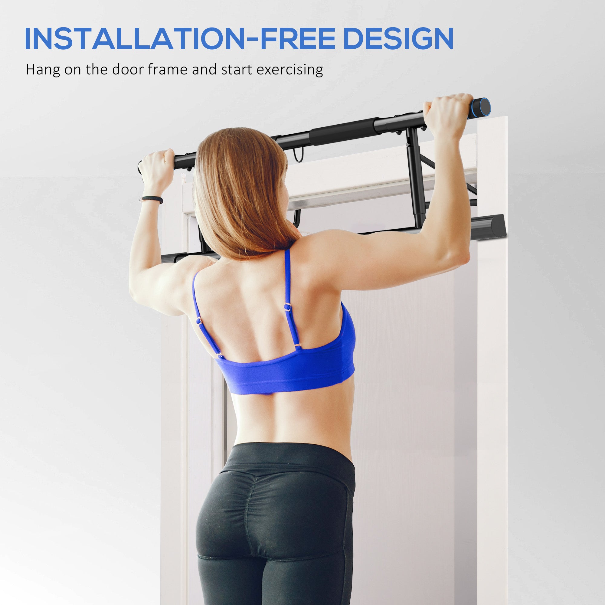 SPORTNOW Pull-Up Bar Doorway with Resistance Bands, No Drilling Chin-Up Bar Push Up Stand with Padded Handles for Home Gym Exercise - North Peak Garden Furniture