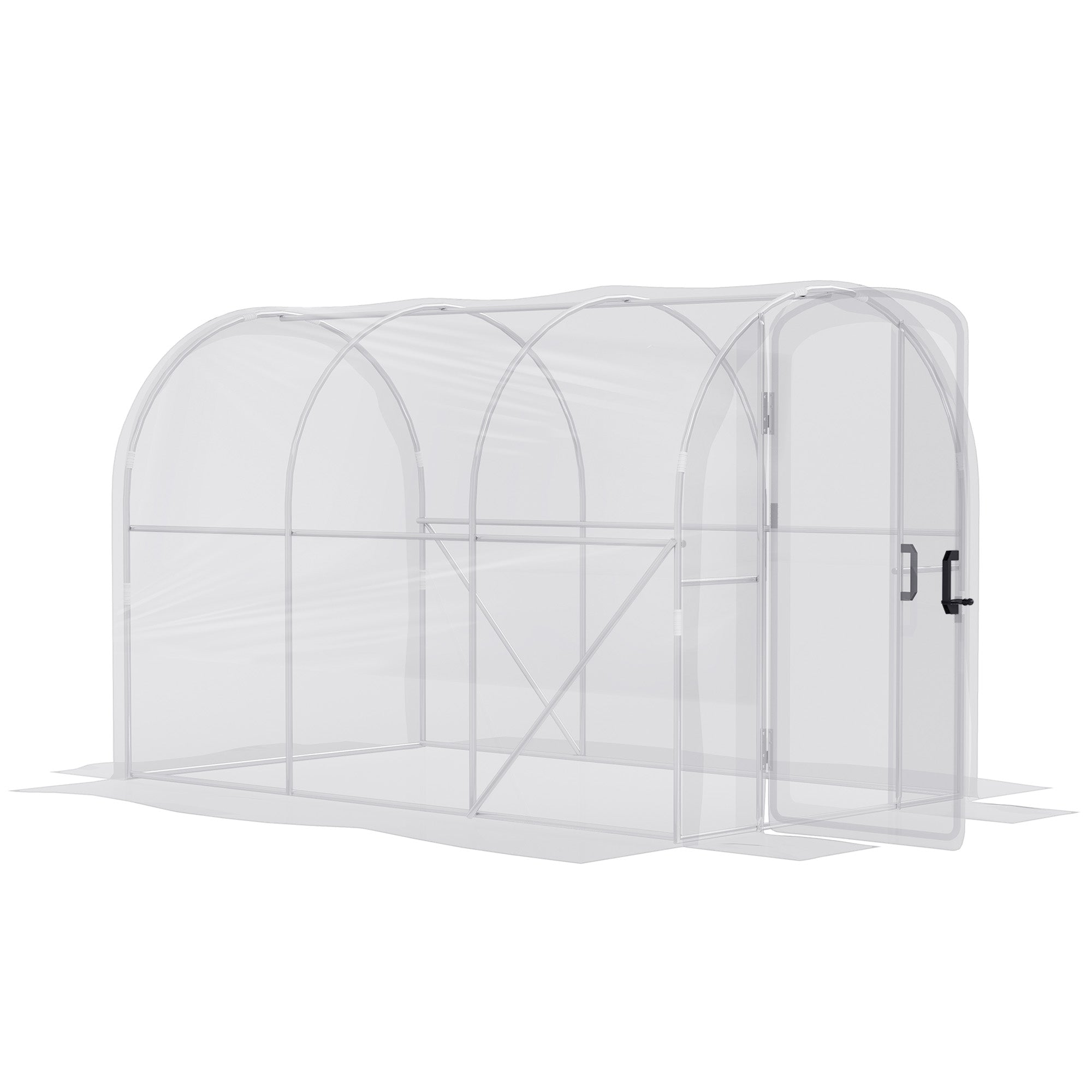 Outsunny Polytunnel Greenhouse Walk-in Grow House with PE Cover, Door and Galvanised Steel Frame, 3 x 2 x 2m, Clear - North Peak Garden Furniture