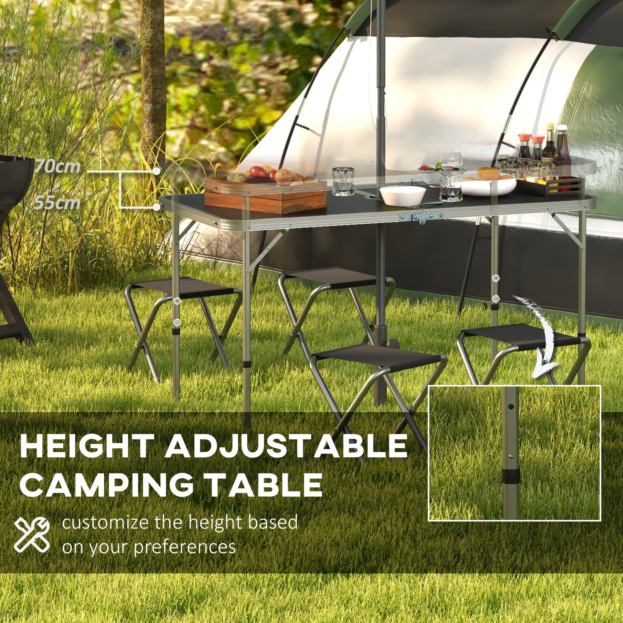 Outsunny Four-Person Foldable Aluminium Picnic Set - North Peak Garden Furniture