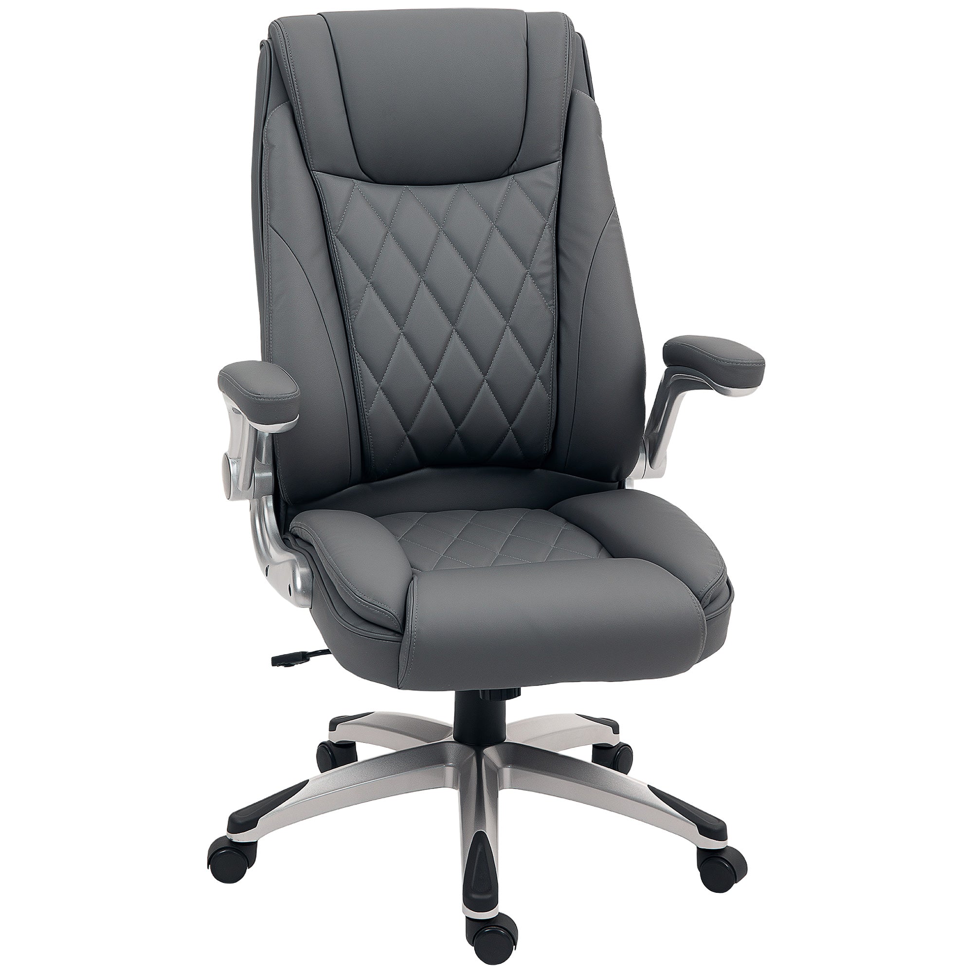 Vinsetto Faux Leather Executive Swivel Office Chair - Dark Grey - North Peak Garden Furniture