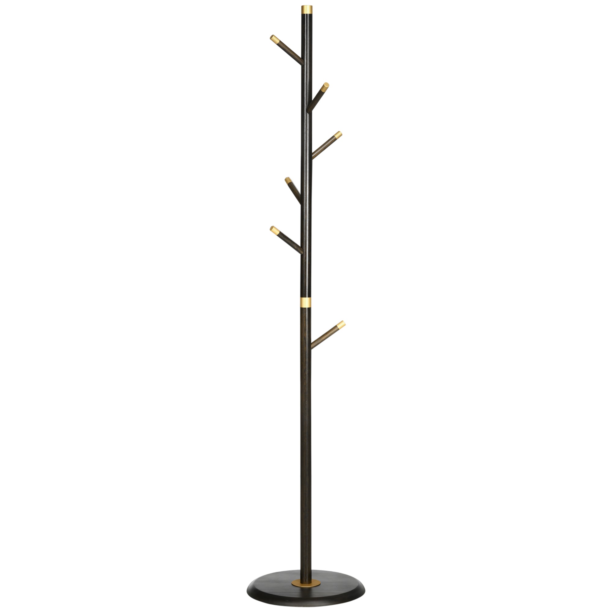 HOMCOM Vintage Coat Rack Stand Freestanding Hall Tree with 6 Hooks Bamboo Frame for Entryway Hallway Bedroom Walnut - North Peak Garden Furniture