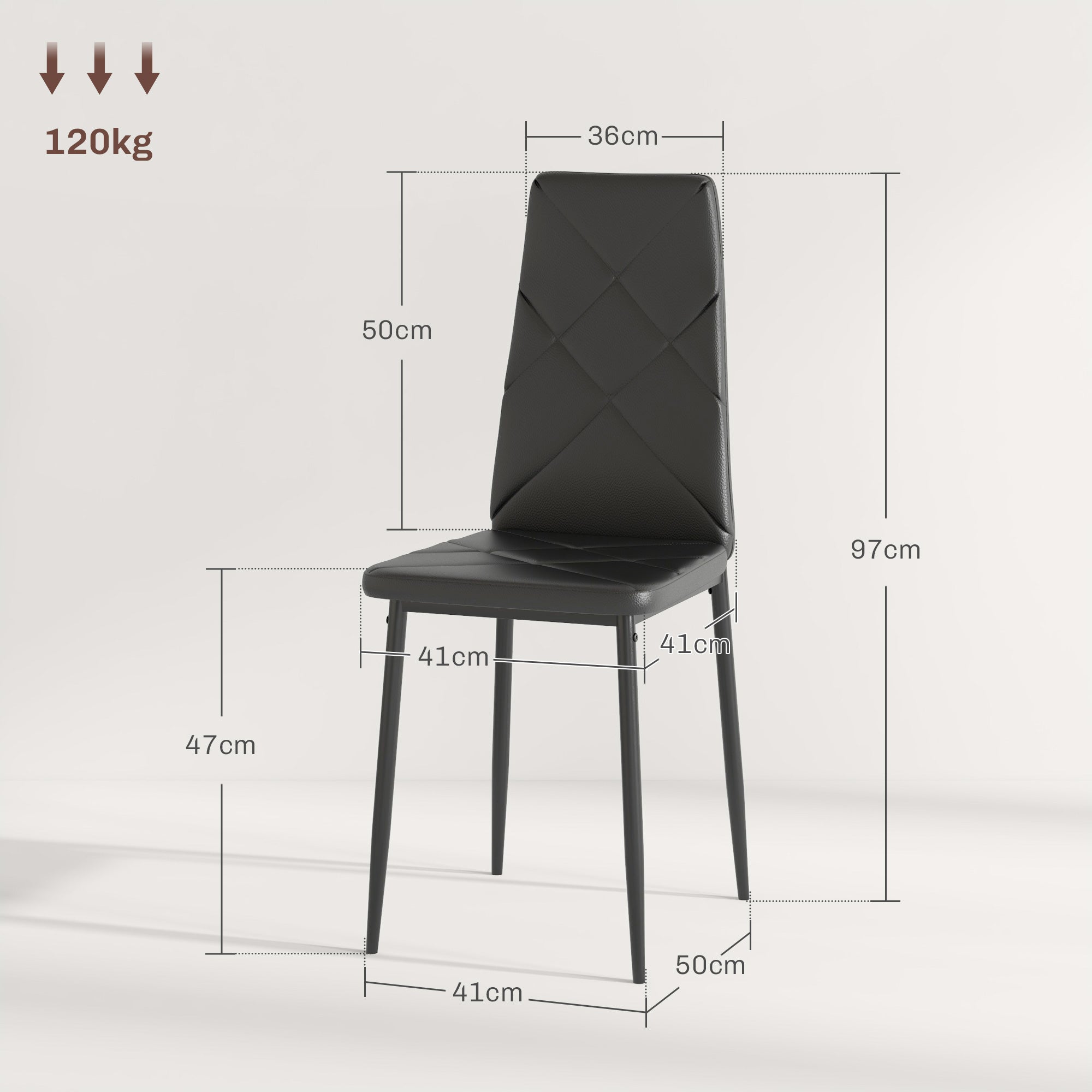 HOMCOM Set of 6 Faux Leather Dining Chairs - Black - North Peak Garden Furniture
