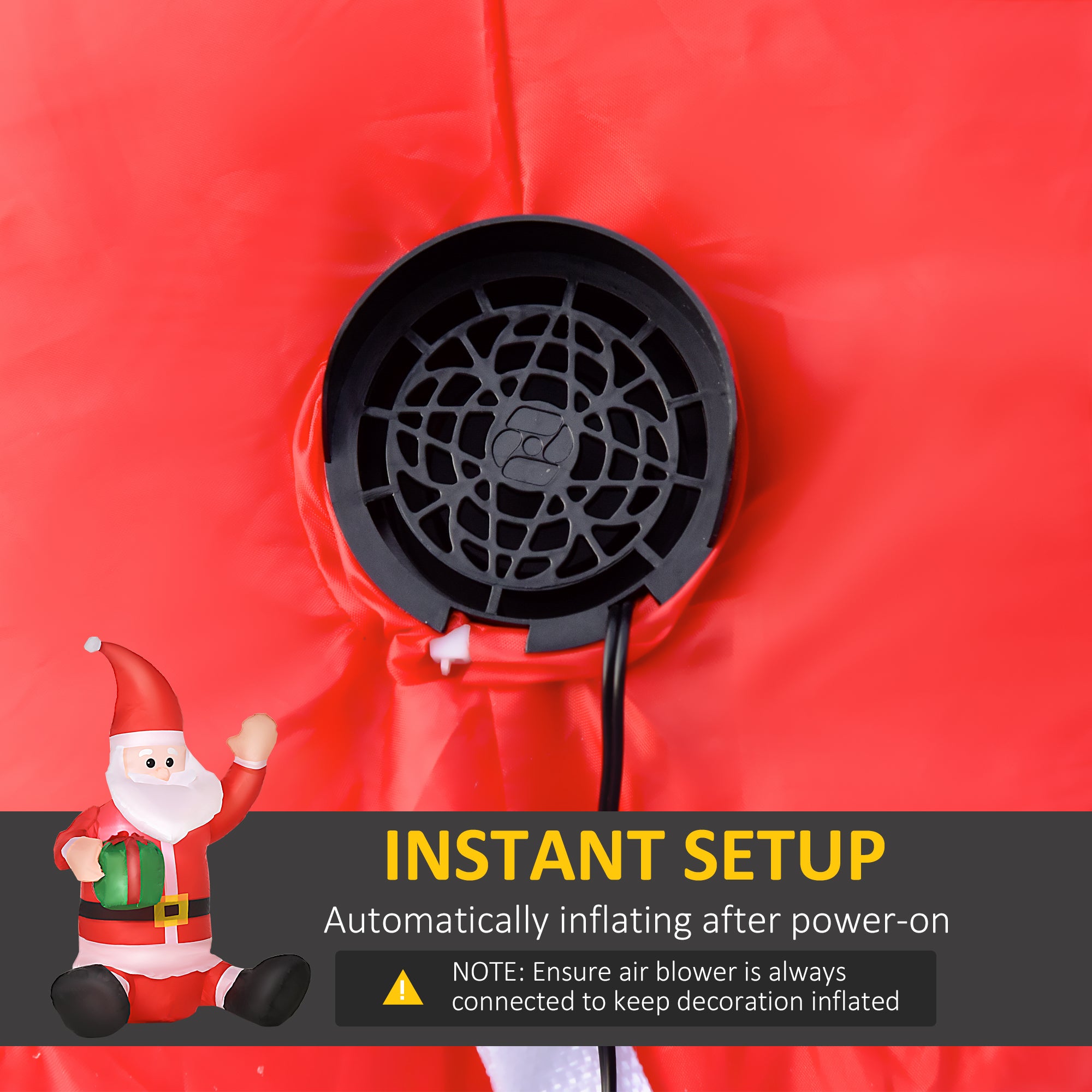 HOMCOM 4ft Inflatable Christmas Santa Claus Gift with LED Xmas Décor Holiday Outdoor Yard Decoration - North Peak Garden Furniture