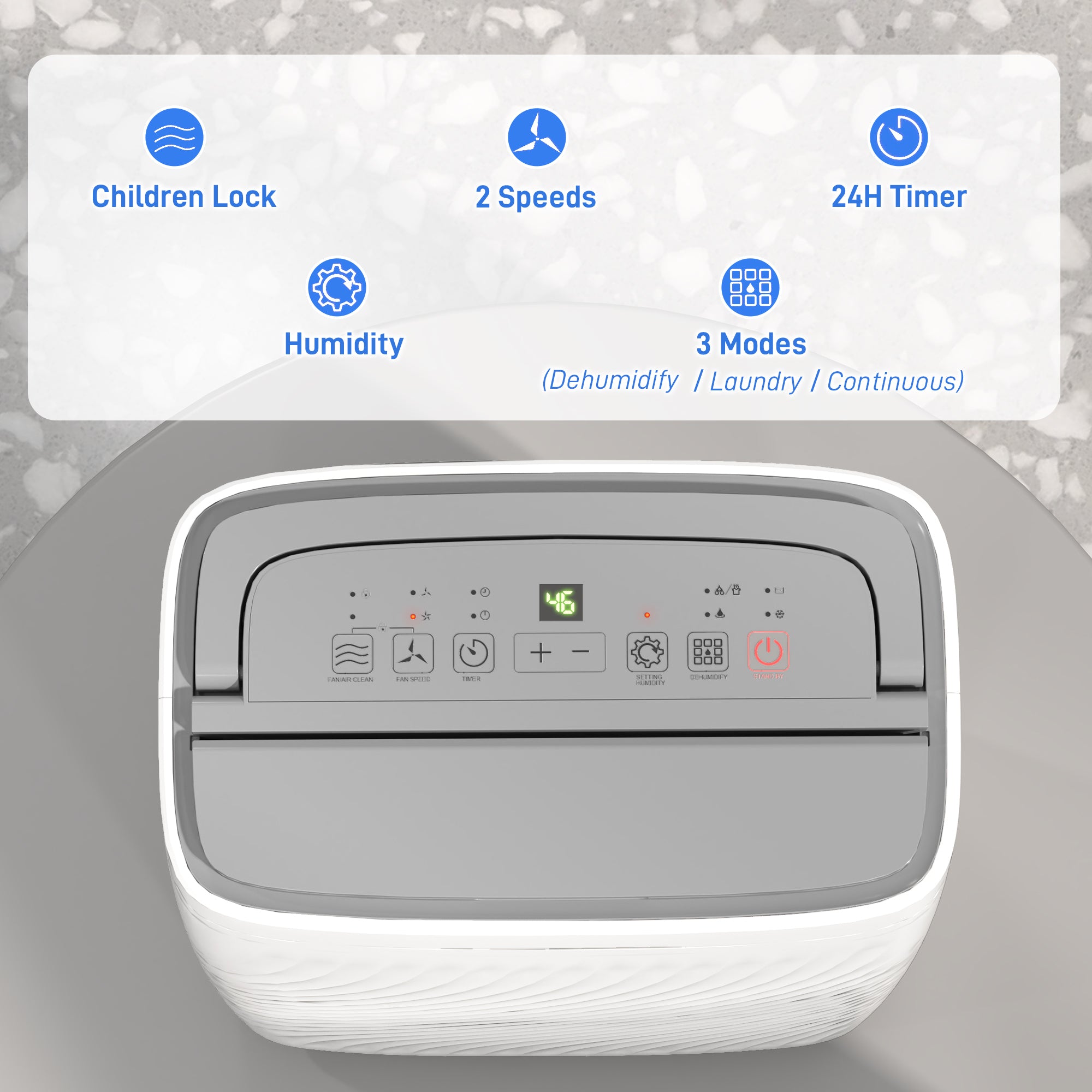 HOMCOM 16L/Day Dehumidifier with Activated Carbon Air Filter, Continuous Drainage, 5.5L Water Tank, 24H Timer, Humidity Light, Dehumidifier for Home Damp, Bedroom, Condensation, Mould, Laundry Drying - North Peak Garden Furniture