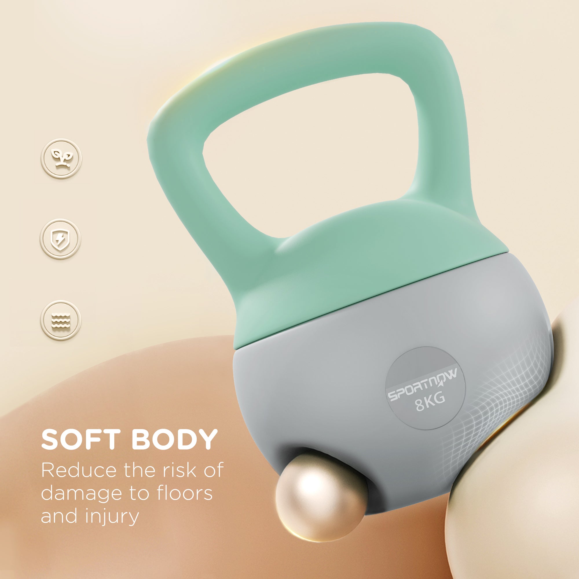 SPORTNOW 8KG Kettlebell, Soft Kettle Bell with Non-Slip Handle for Home Gym Weight Lifting and Strength Training - North Peak Garden Furniture