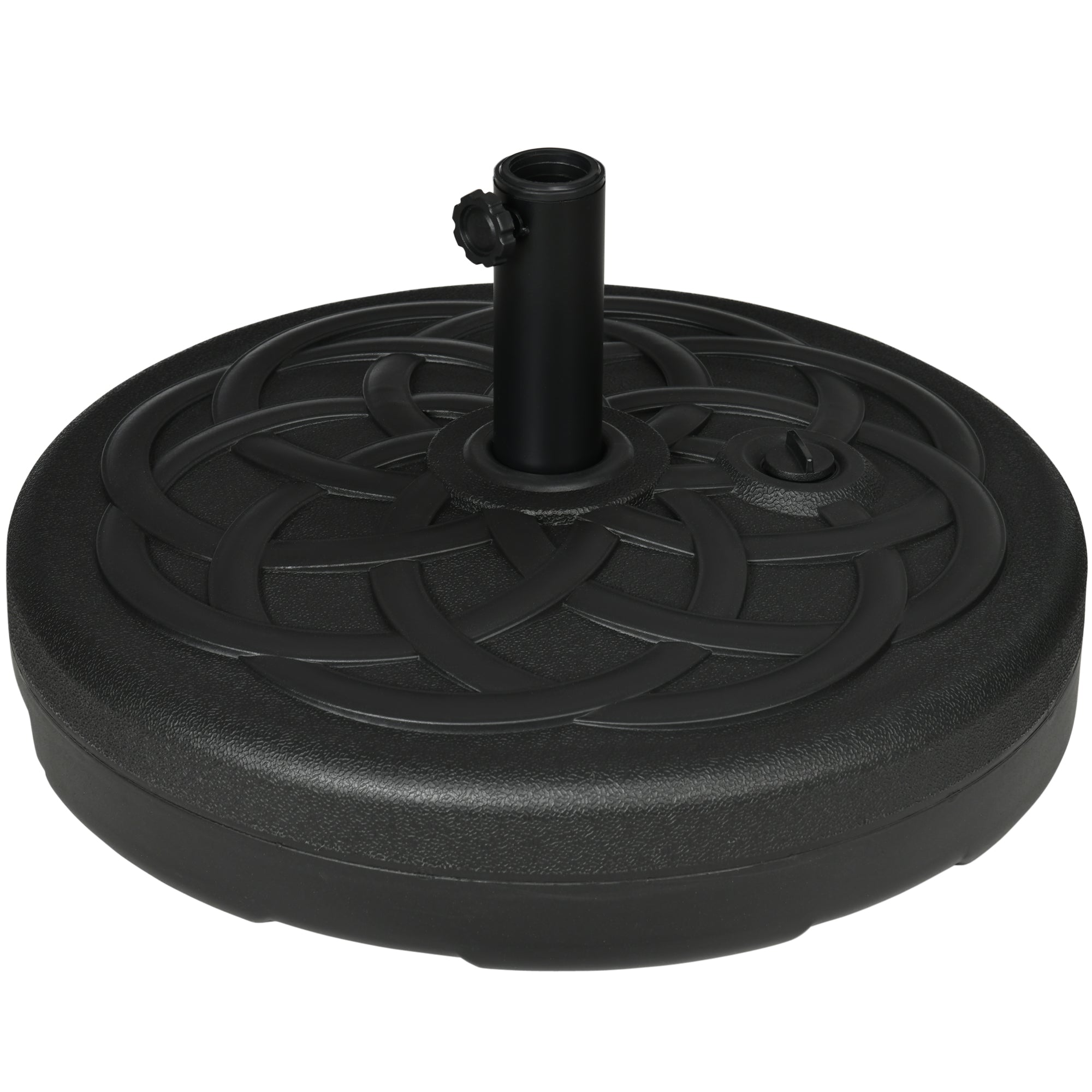 Outsunny Garden Parasol Base Holder, Outdoor Market Umbrella Stand Weight with Built-In Handle, 25kg Water or 35kg Sand Filled, Black - North Peak Garden Furniture