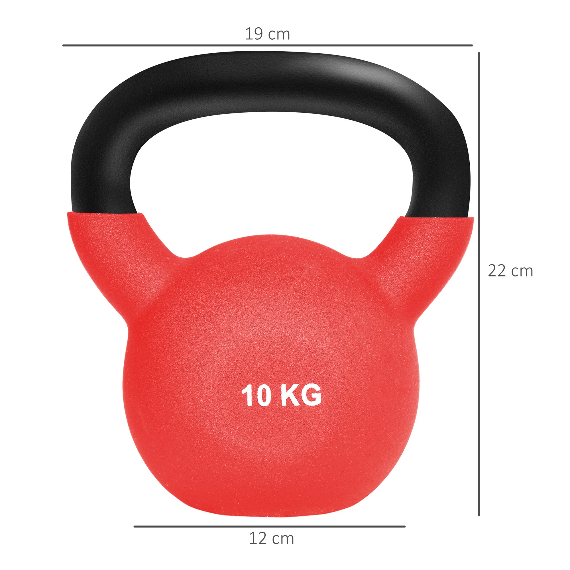HOMCOM Soft Kettlebell, 10kg Kettle Bell with Non-Slip Handle for Home Gym Weight Lifting and Strength Training, Red - North Peak Garden Furniture