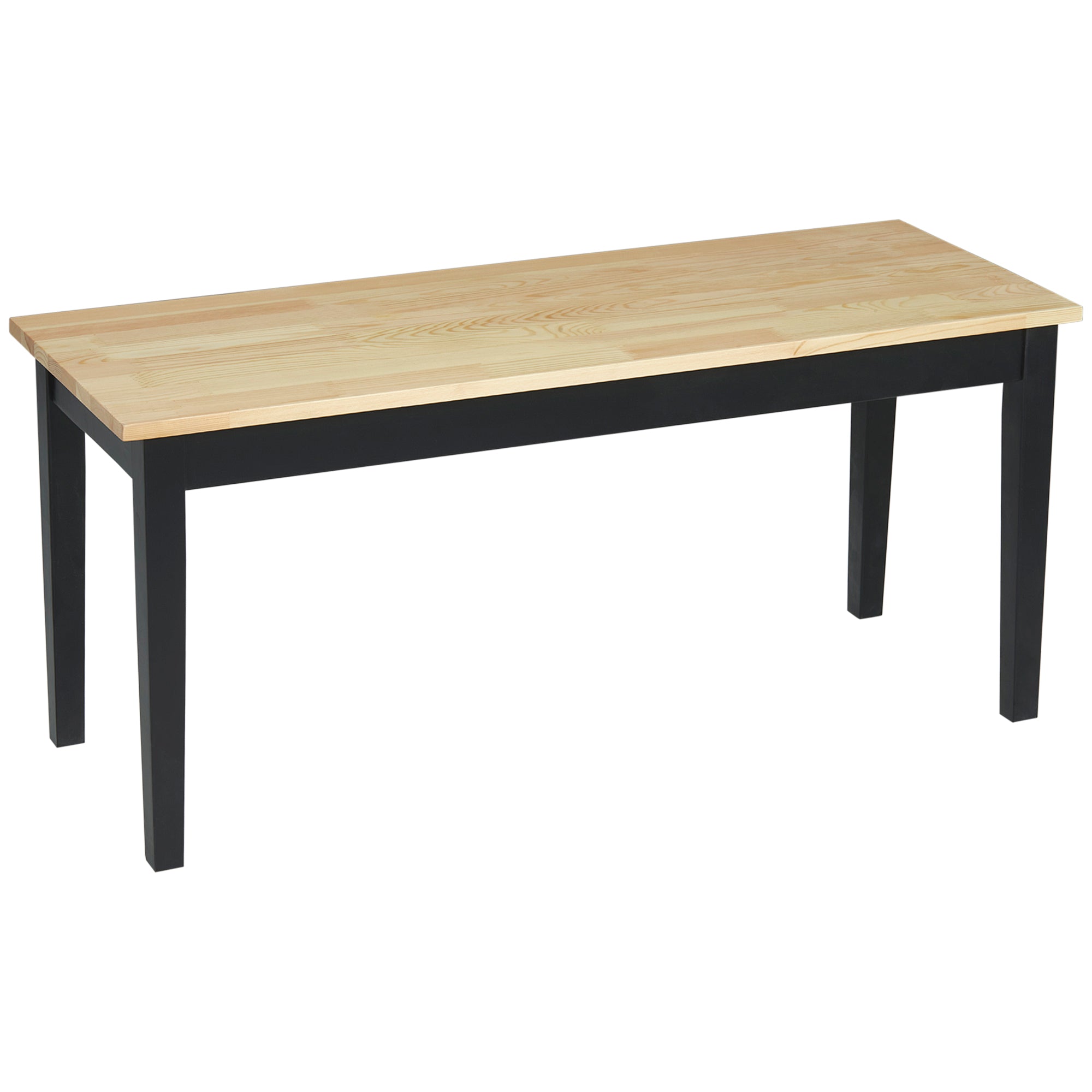 HOMCOM 102 cm Wood Dining Bench for 2 People, Wooden Bench for Kitchen, Dining Room, Entryway, Black - North Peak Garden Furniture