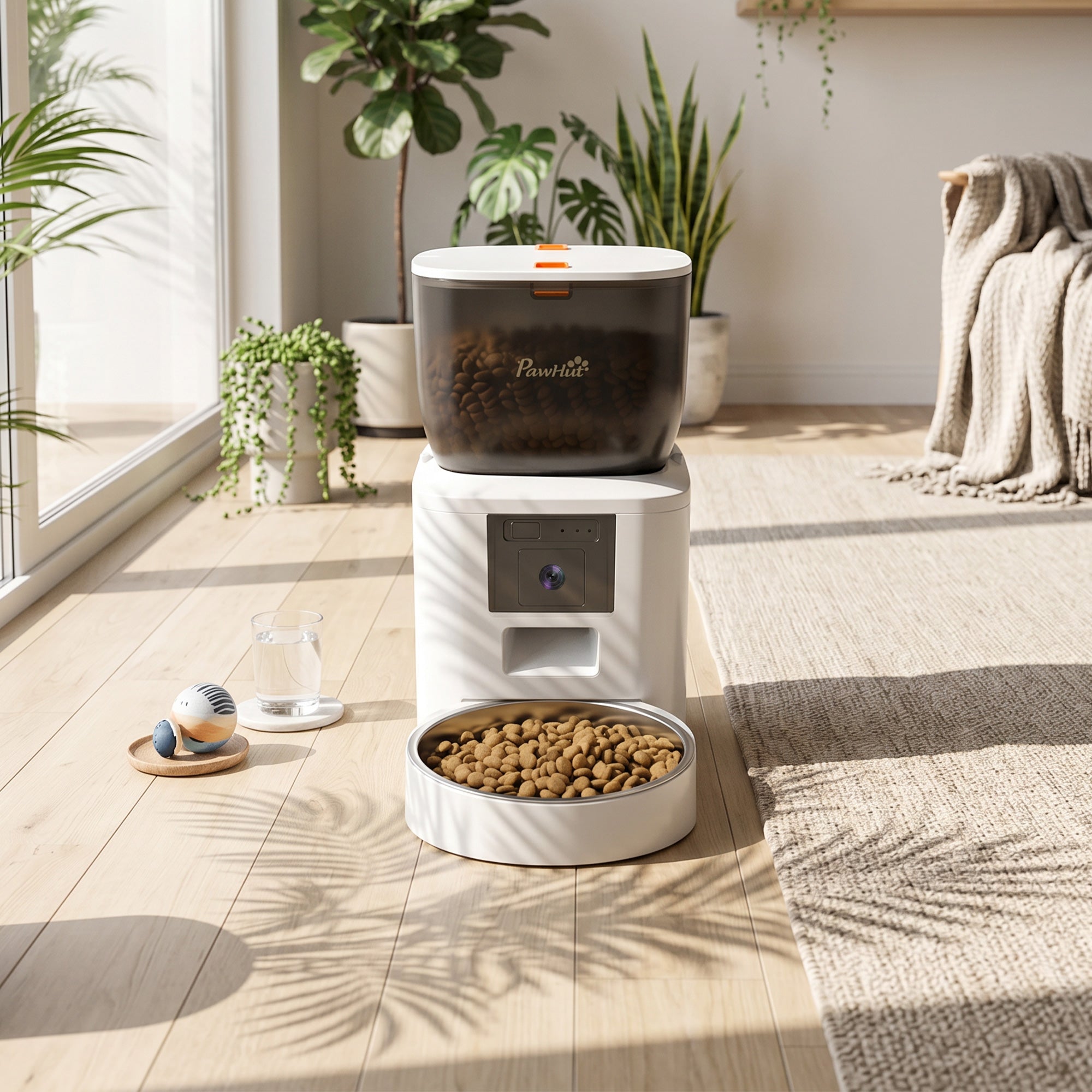 PawHut Automatic Cat Feeder with Camera, 2.4G WiFi, APP Control 4L Pet Feeder 1-10 Meals with 2-Way Audio, Dual Power Supply