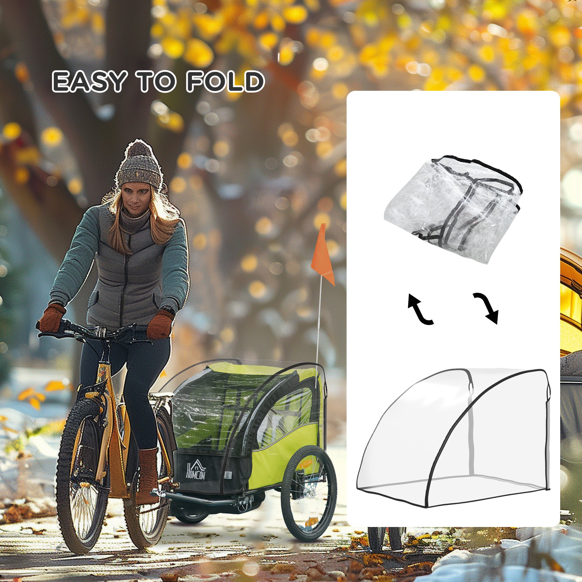 HOMCOM Baby Bike Trailer Cover, Anti Dust Rain Snow, Cold Wind, 76 x 61 x 61 cm - North Peak Garden Furniture