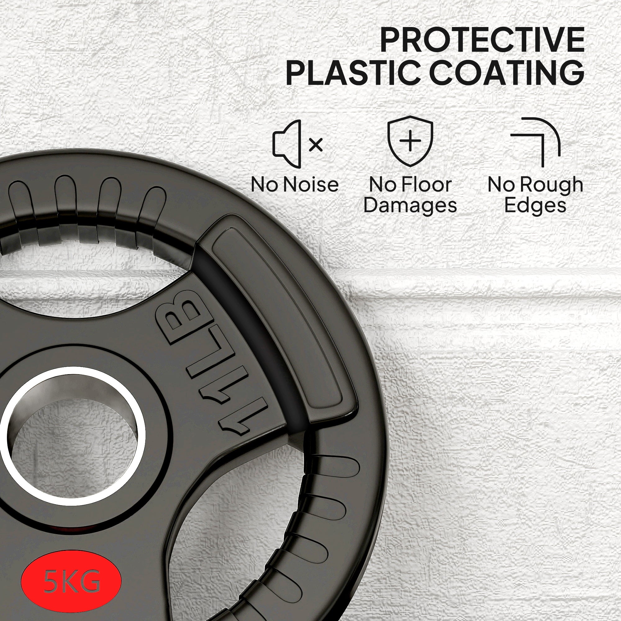 SPORTNOW Olympic Weight Plates, 2"/5cm Weight Disc Pair with Tri-Grips, 2 x 5kg Dumbbell Plates for Weightlifting and Strength Training Home Gym Fitness Workout, Black